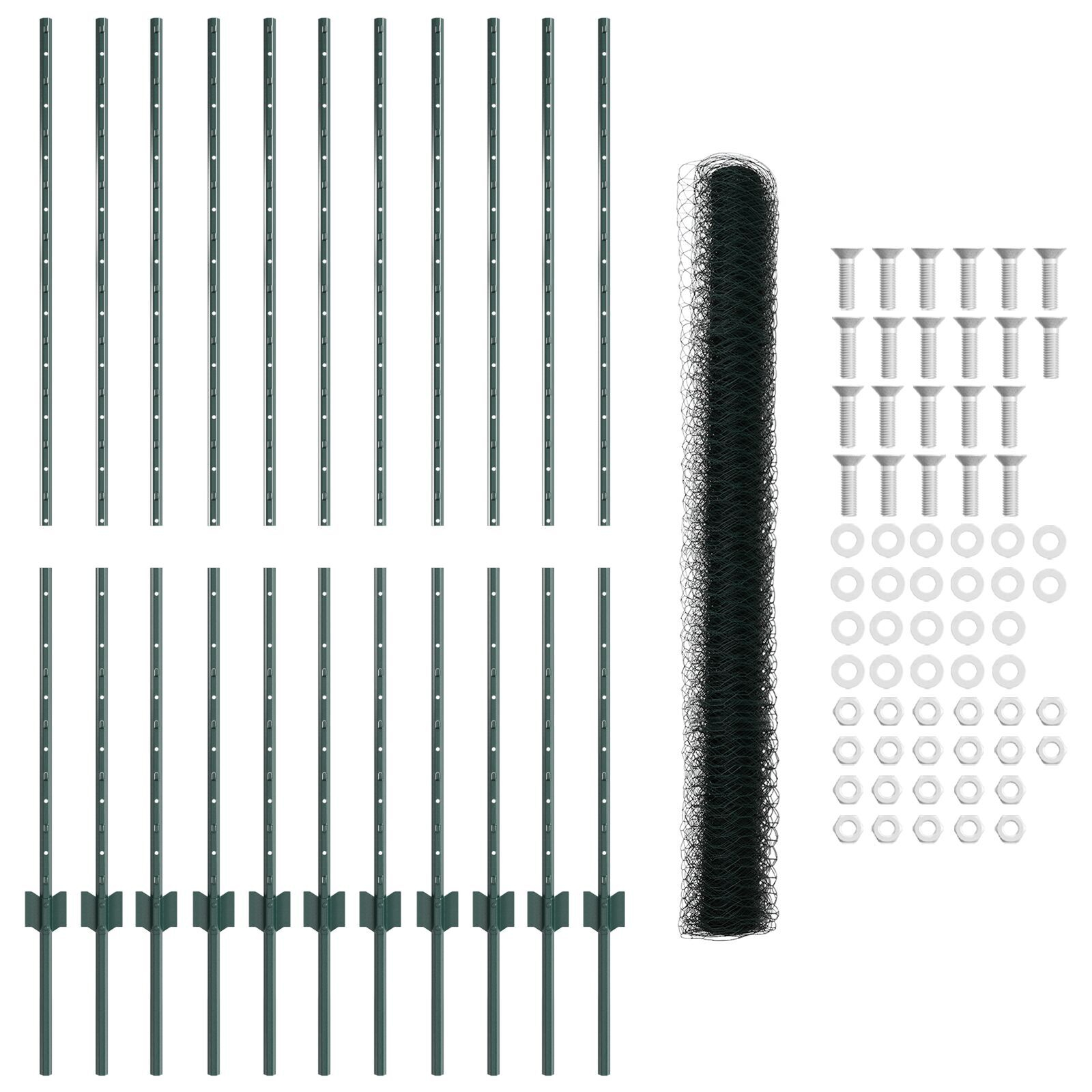 vidaXL Îngrădire cu stâlpi Verde 1.4 x 25 m Oțel vidaXL Îngrădire cu stâlpi Verde 1.4 x 25 m Oțel