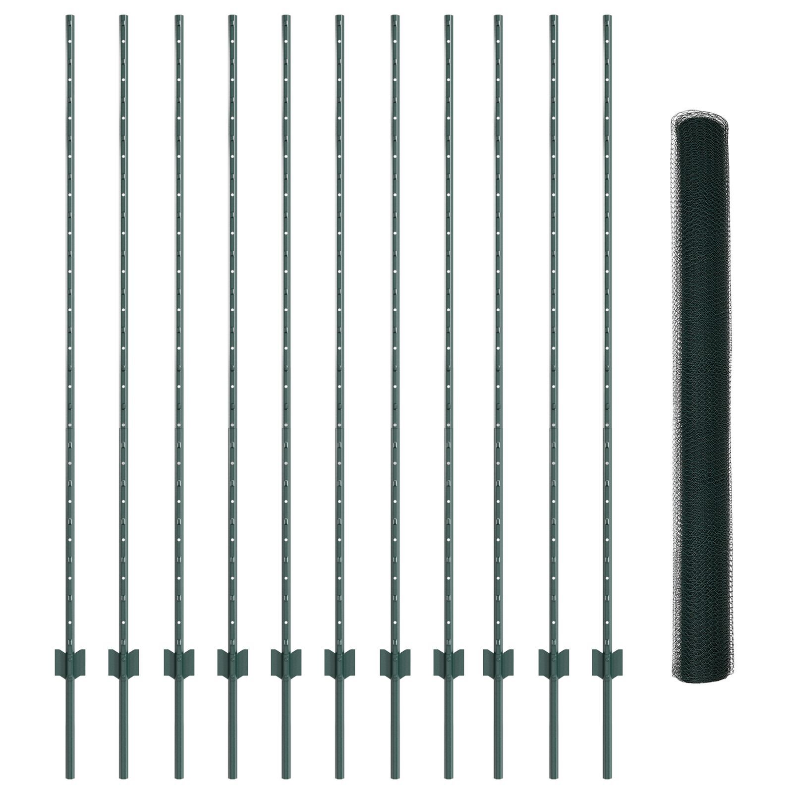 vidaXL Îngrădire cu stâlpi Verde 1.6 x 25 m Oțel vidaXL Îngrădire cu stâlpi Verde 1.6 x 25 m Oțel