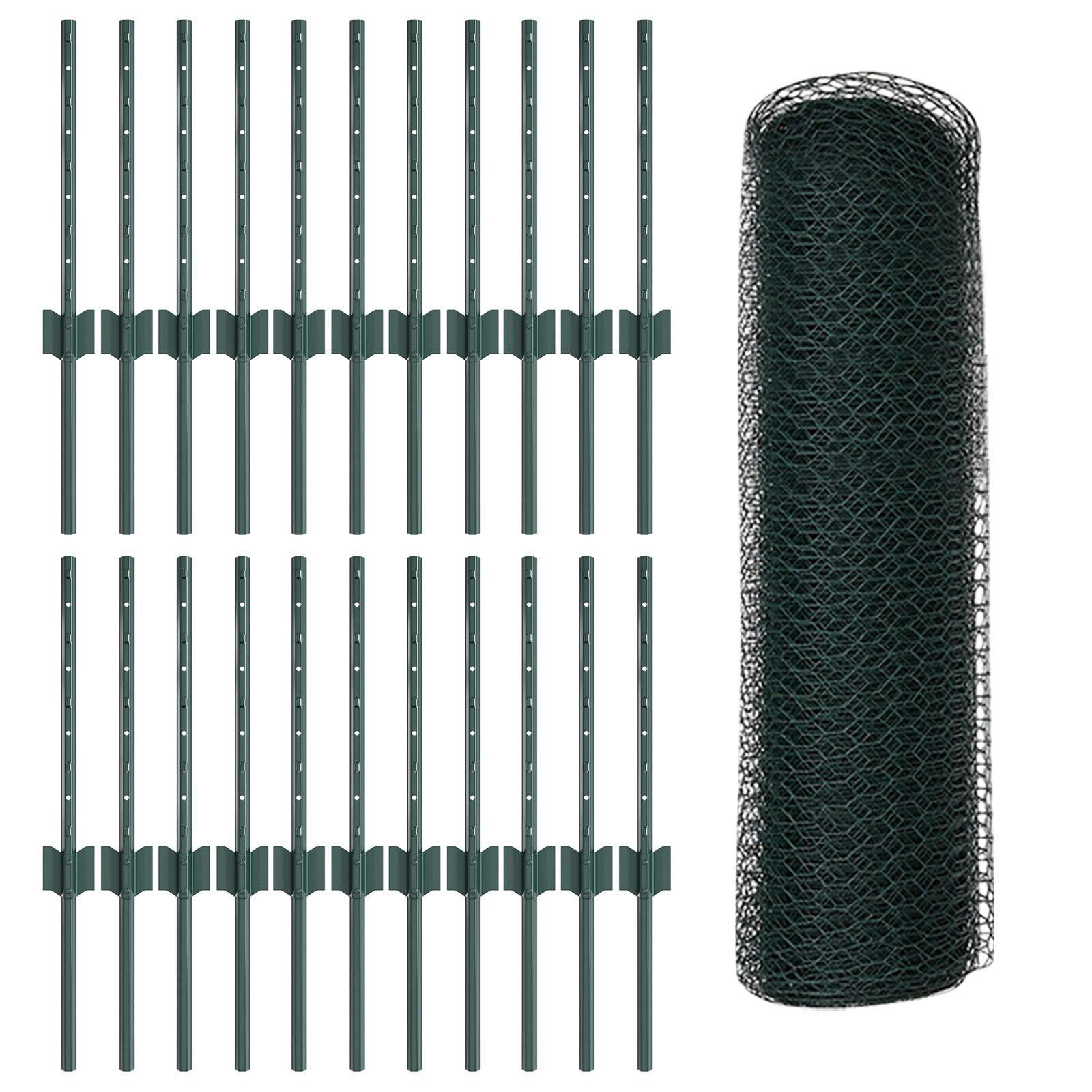 vidaXL Îngrădire cu stâlpi Verde 0.4 x 50 m Oțel vidaXL Îngrădire cu stâlpi Verde 0.4 x 50 m Oțel