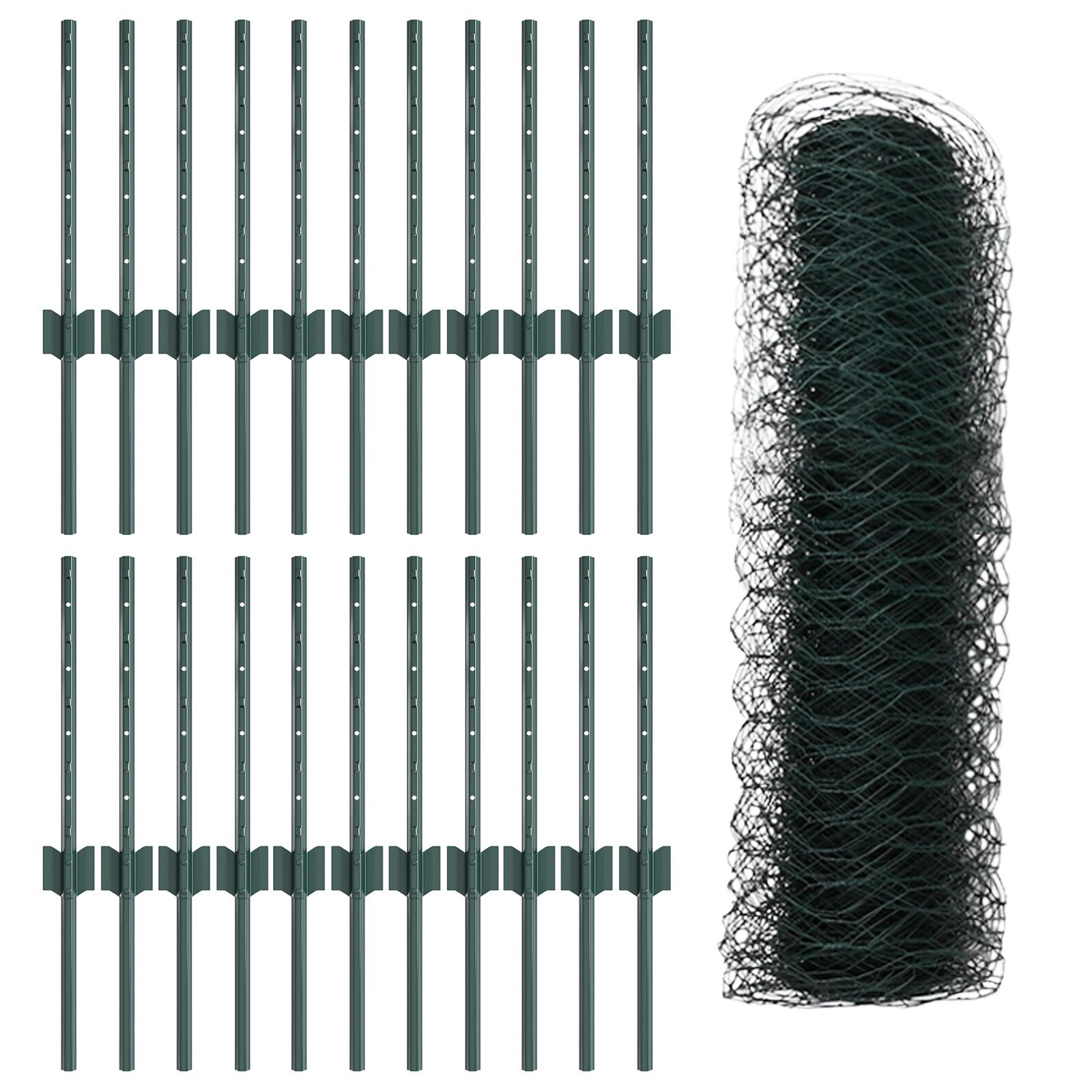 vidaXL Îngrădire cu stâlpi Verde 0.4 x 50 m Oțel vidaXL Îngrădire cu stâlpi Verde 0.4 x 50 m Oțel