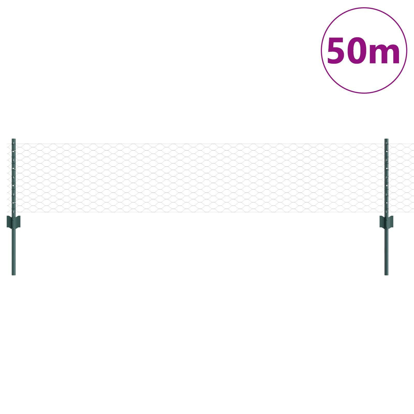 vidaXL Îngrădire cu stâlpi Verde 0.4 x 50 m Oțel vidaXL Îngrădire cu stâlpi Verde 0.4 x 50 m Oțel