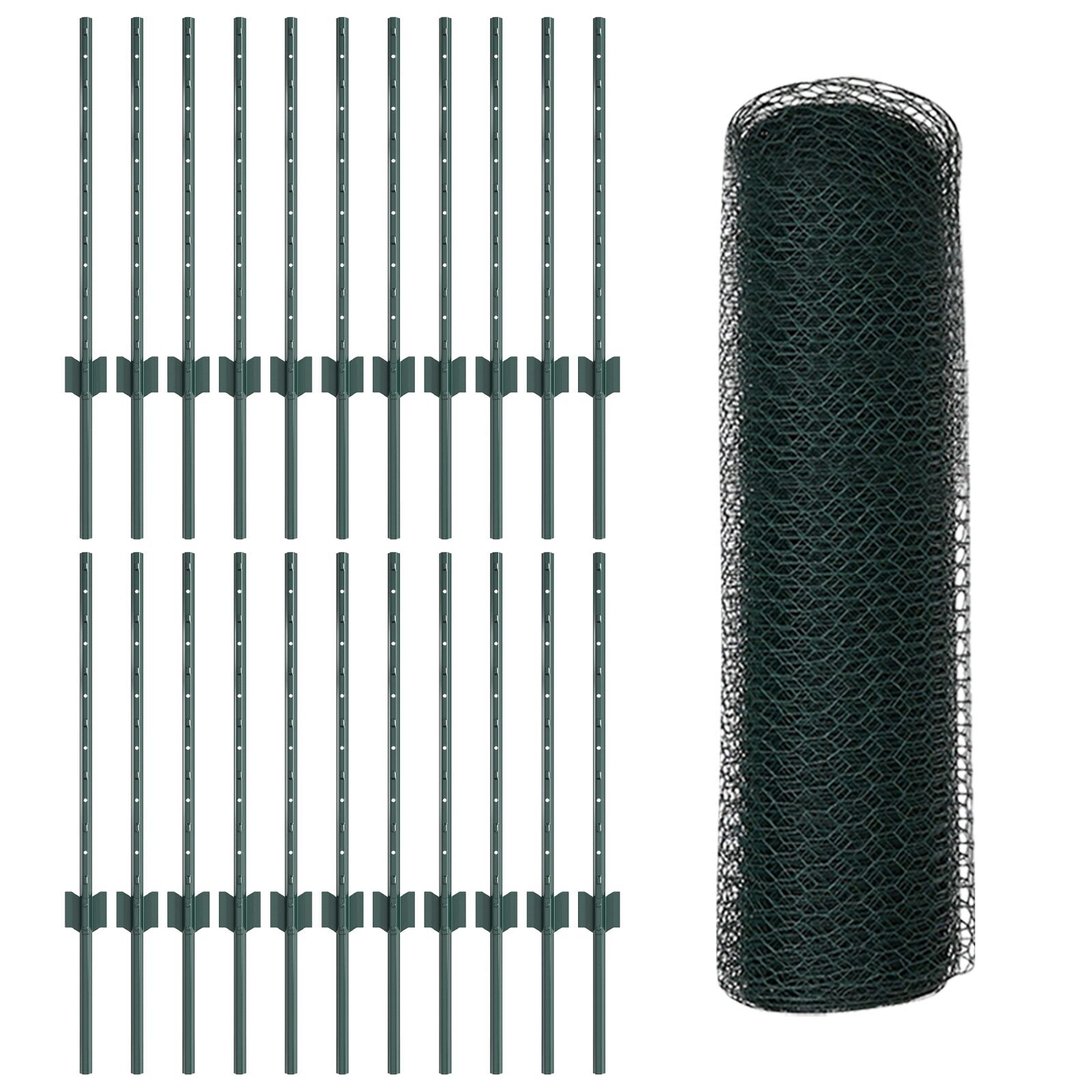 vidaXL Îngrădire cu stâlpi Verde 0.5 x 50 m Oțel vidaXL Îngrădire cu stâlpi Verde 0.5 x 50 m Oțel