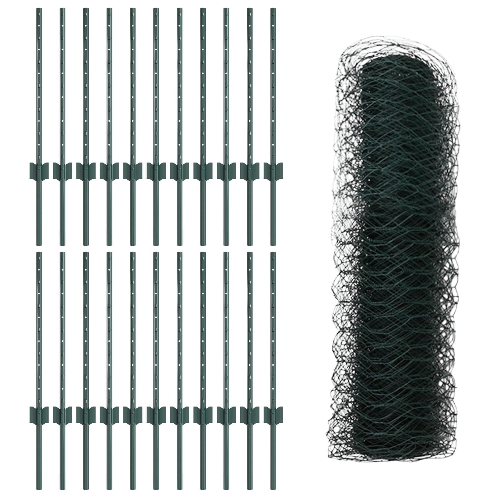 vidaXL Îngrădire cu stâlpi Verde 0.5 x 50 m Oțel vidaXL Îngrădire cu stâlpi Verde 0.5 x 50 m Oțel