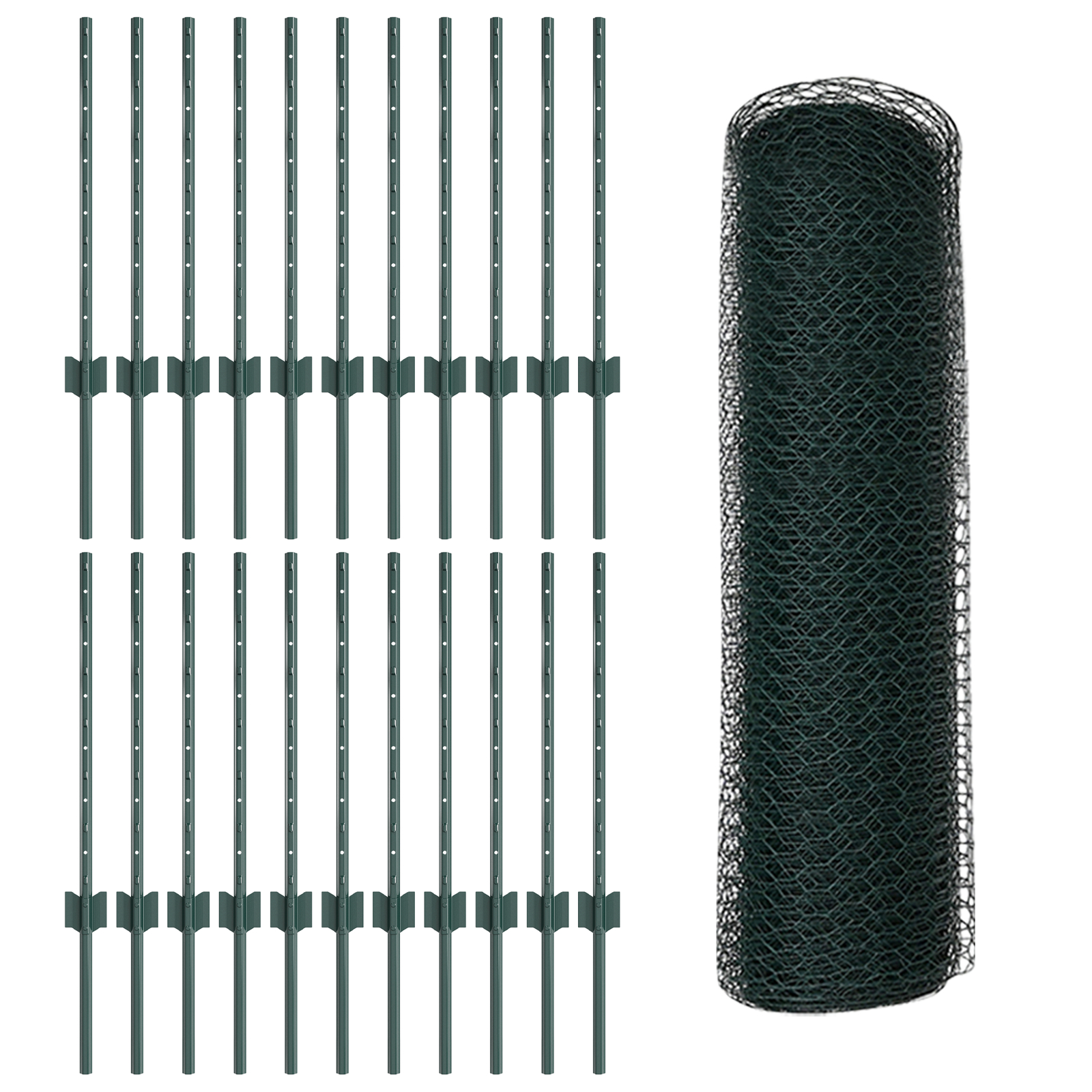 vidaXL Îngrădire cu stâlpi Verde 0.6 x 50 m Oțel vidaXL Îngrădire cu stâlpi Verde 0.6 x 50 m Oțel