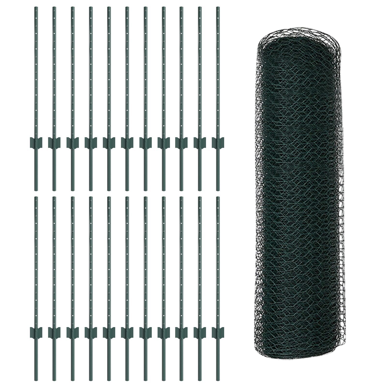 vidaXL Îngrădire cu stâlpi Verde 0.8 x 50 m Oțel vidaXL Îngrădire cu stâlpi Verde 0.8 x 50 m Oțel