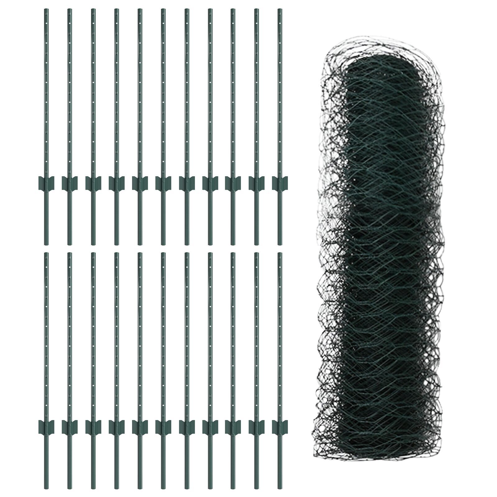 vidaXL Îngrădire cu stâlpi Verde 0.8 x 50 m Oțel