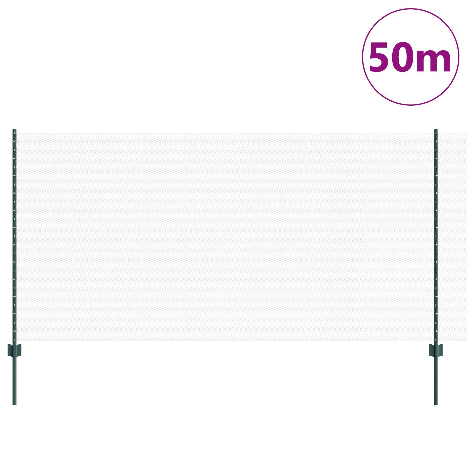 vidaXL Îngrădire cu stâlpi Verde 1.2 x 50 m Oțel vidaXL Îngrădire cu stâlpi Verde 1.2 x 50 m Oțel