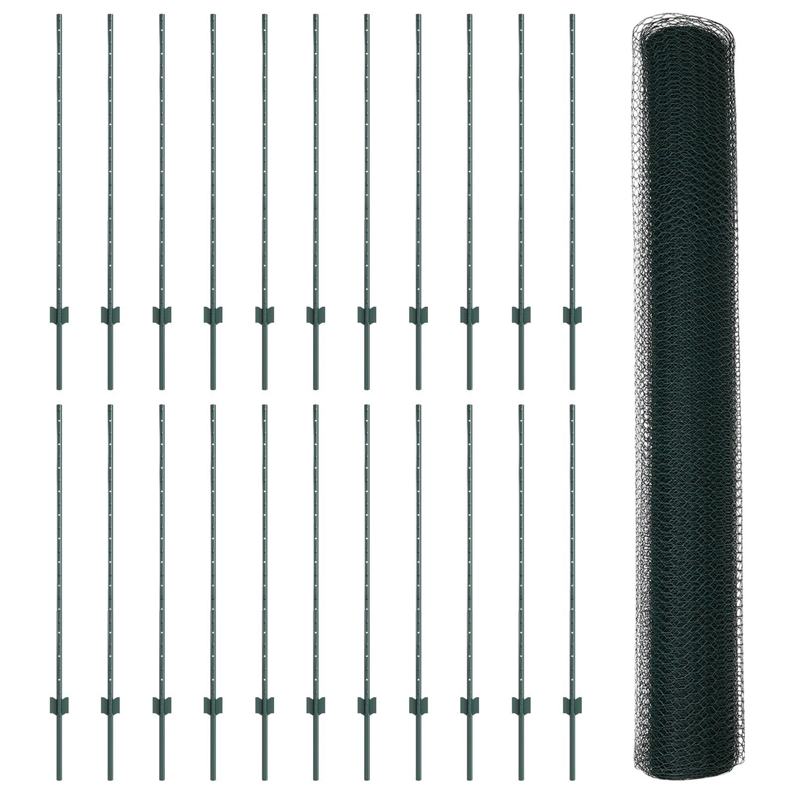 vidaXL Îngrădire cu stâlpi Verde 1.2 x 50 m Oțel vidaXL Îngrădire cu stâlpi Verde 1.2 x 50 m Oțel