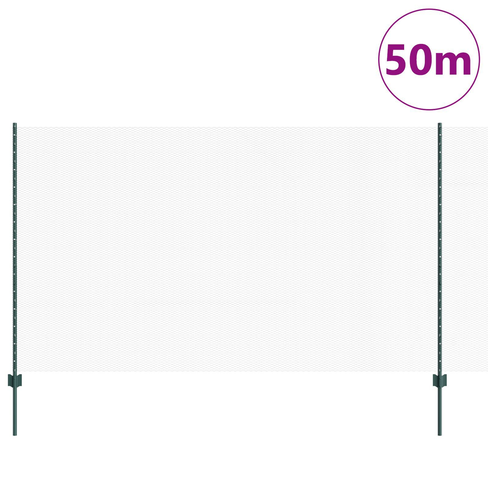 vidaXL Îngrădire cu stâlpi Verde 1.4 x 50 m Oțel vidaXL Îngrădire cu stâlpi Verde 1.4 x 50 m Oțel