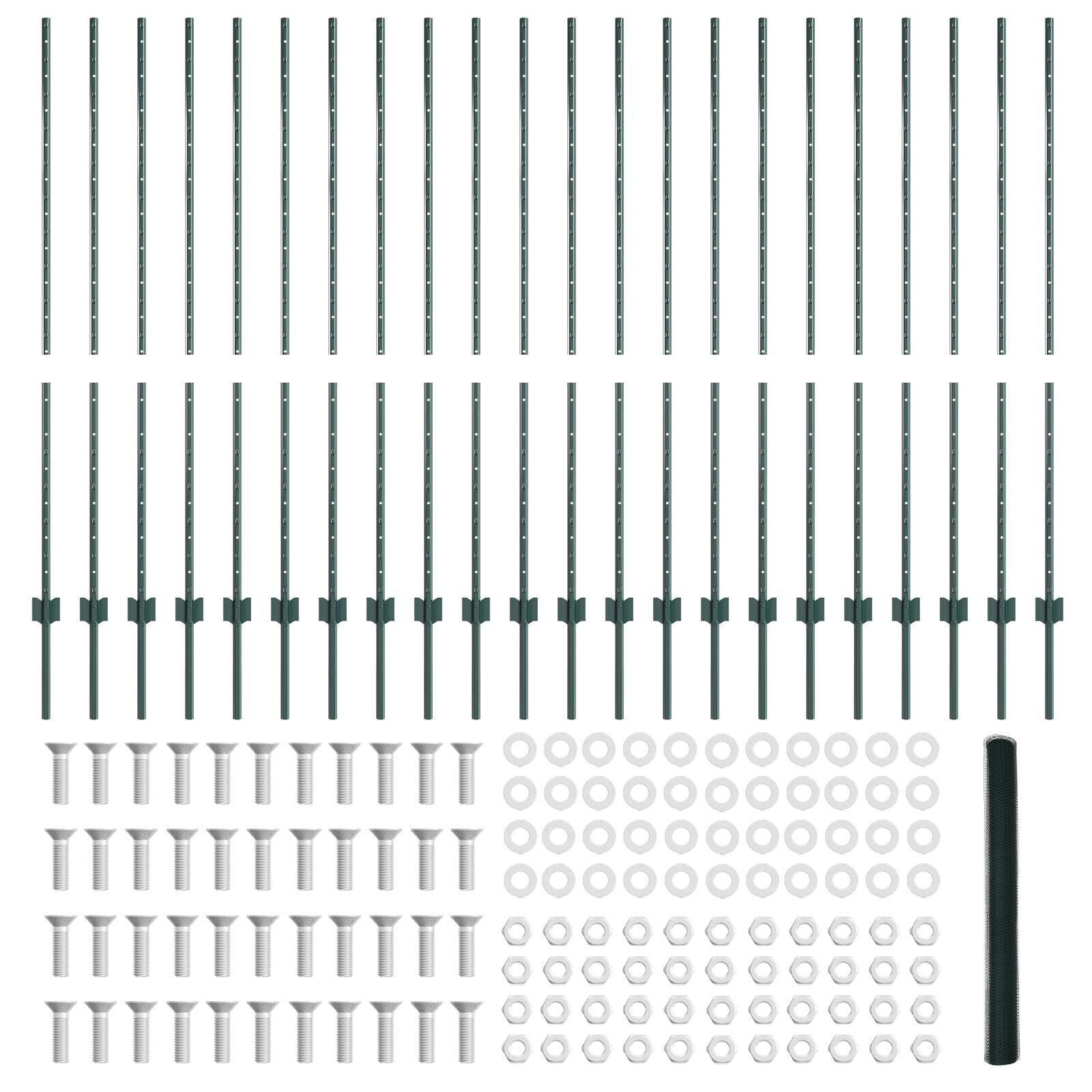 vidaXL Stâlpi de Gard 11 pcs U-Channel Verde 140 cm Oțel