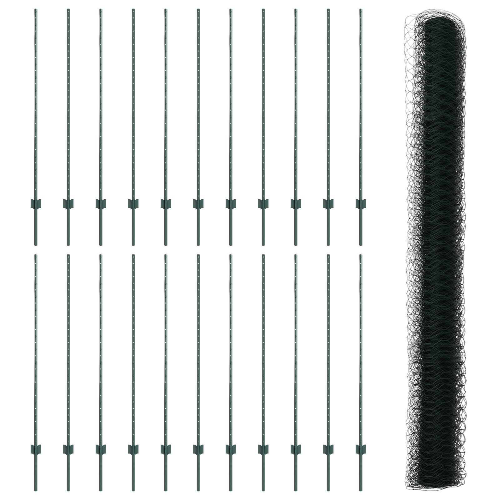 vidaXL Îngrădire cu stâlpi Verde 1.4 x 50 m Oțel vidaXL Îngrădire cu stâlpi Verde 1.4 x 50 m Oțel