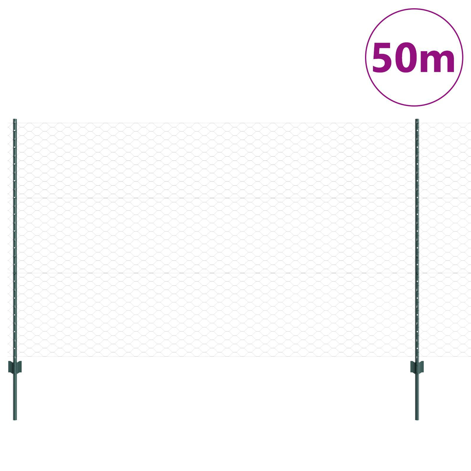 vidaXL Îngrădire cu stâlpi Verde 1.4 x 50 m Oțel vidaXL Îngrădire cu stâlpi Verde 1.4 x 50 m Oțel