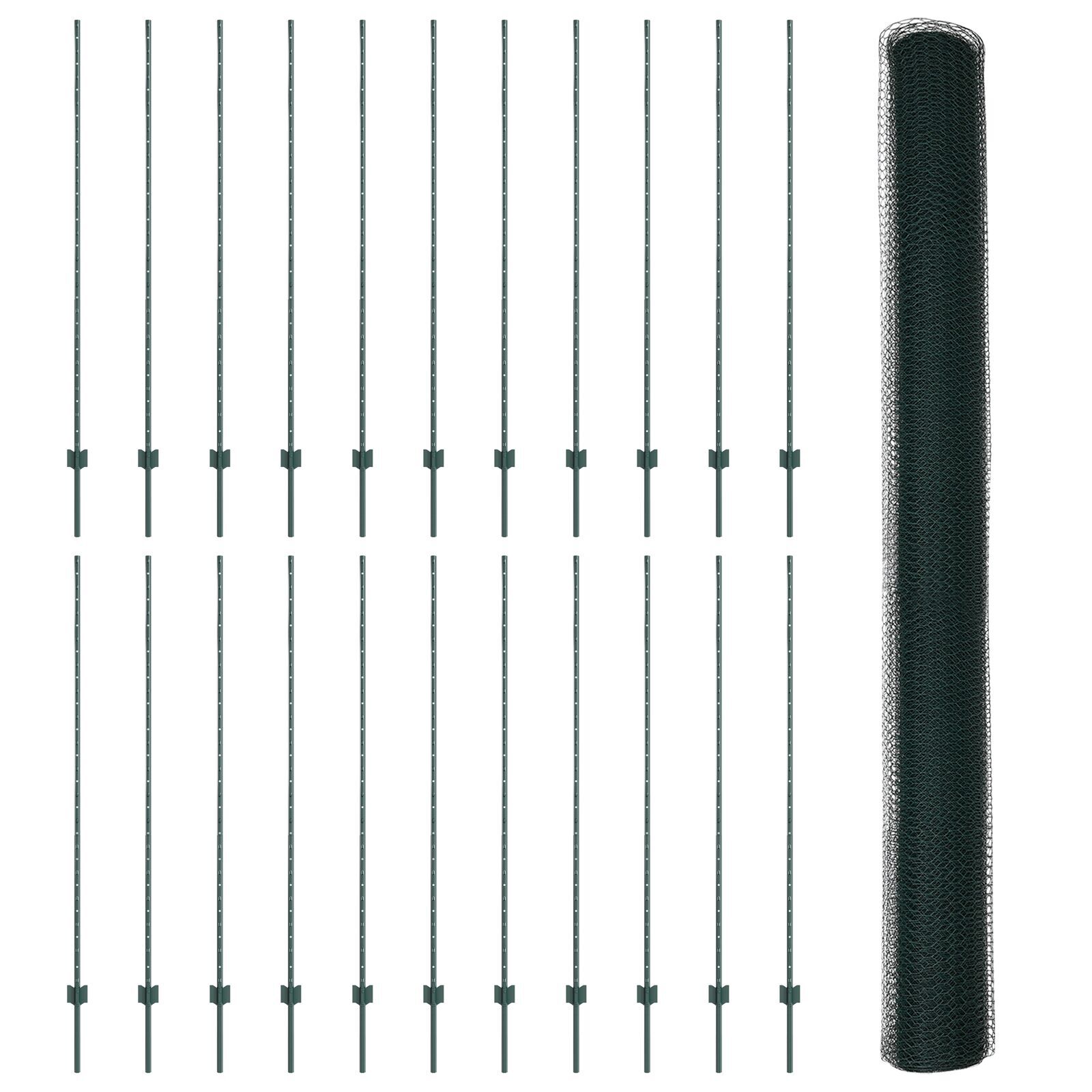 vidaXL Îngrădire cu stâlpi Verde 1.6 x 50 m Oțel vidaXL Îngrădire cu stâlpi Verde 1.6 x 50 m Oțel