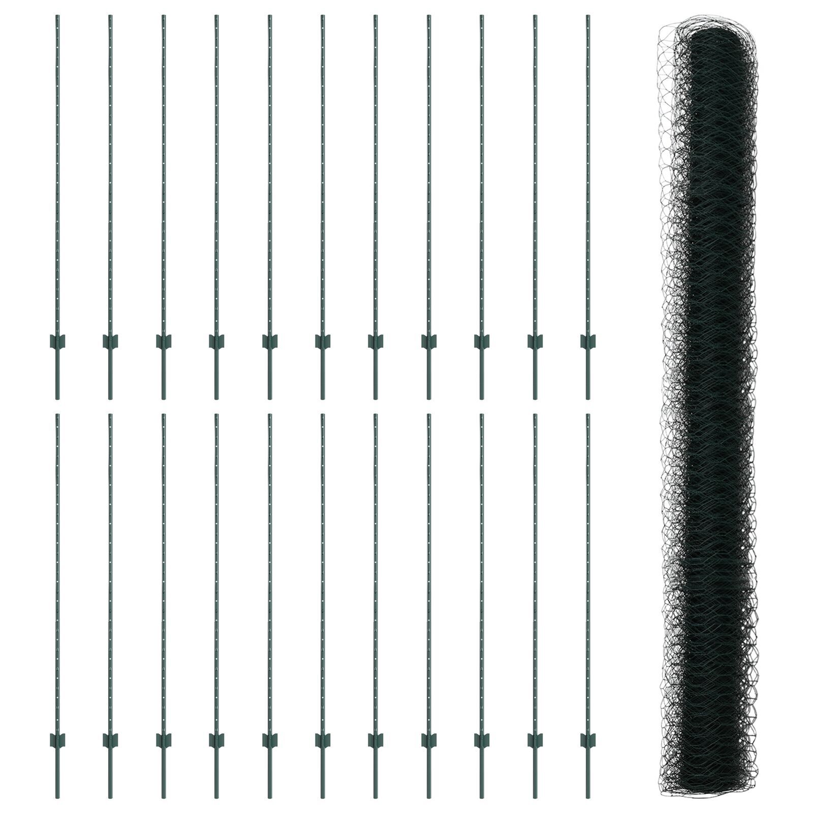 vidaXL Îngrădire cu stâlpi Verde 1.6 x 50 m Oțel vidaXL Îngrădire cu stâlpi Verde 1.6 x 50 m Oțel
