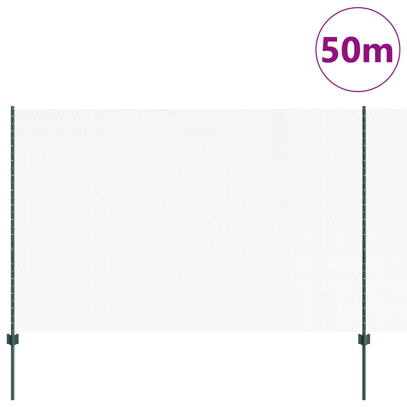 vidaXL Îngrădire cu stâlpi Verde 1.6 x 50 m Oțel vidaXL Îngrădire cu stâlpi Verde 1.6 x 50 m Oțel