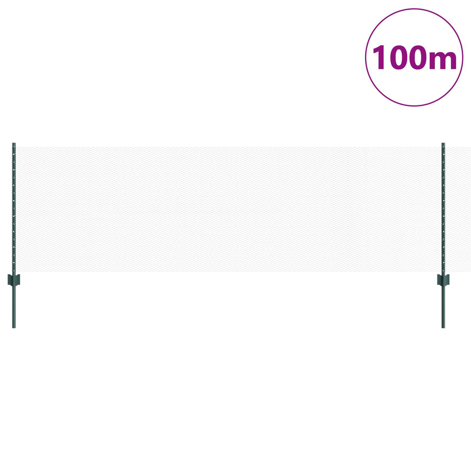 vidaXL Îngrădire cu stâlpi Verde 0.8 x 100 m Oțel