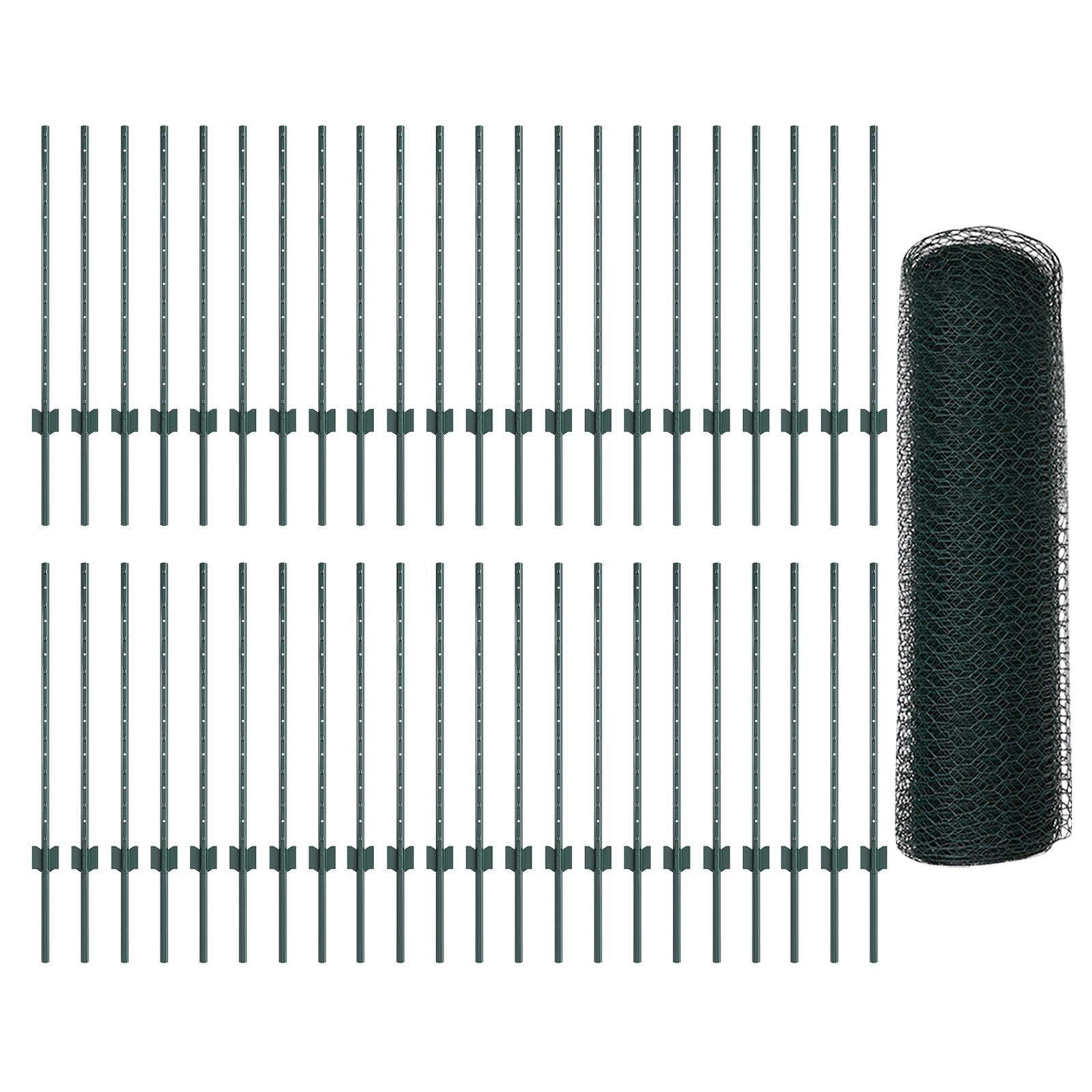 vidaXL Stâlpi de Gard 11 pcs U-Channel Verde 80 cm Oțel
