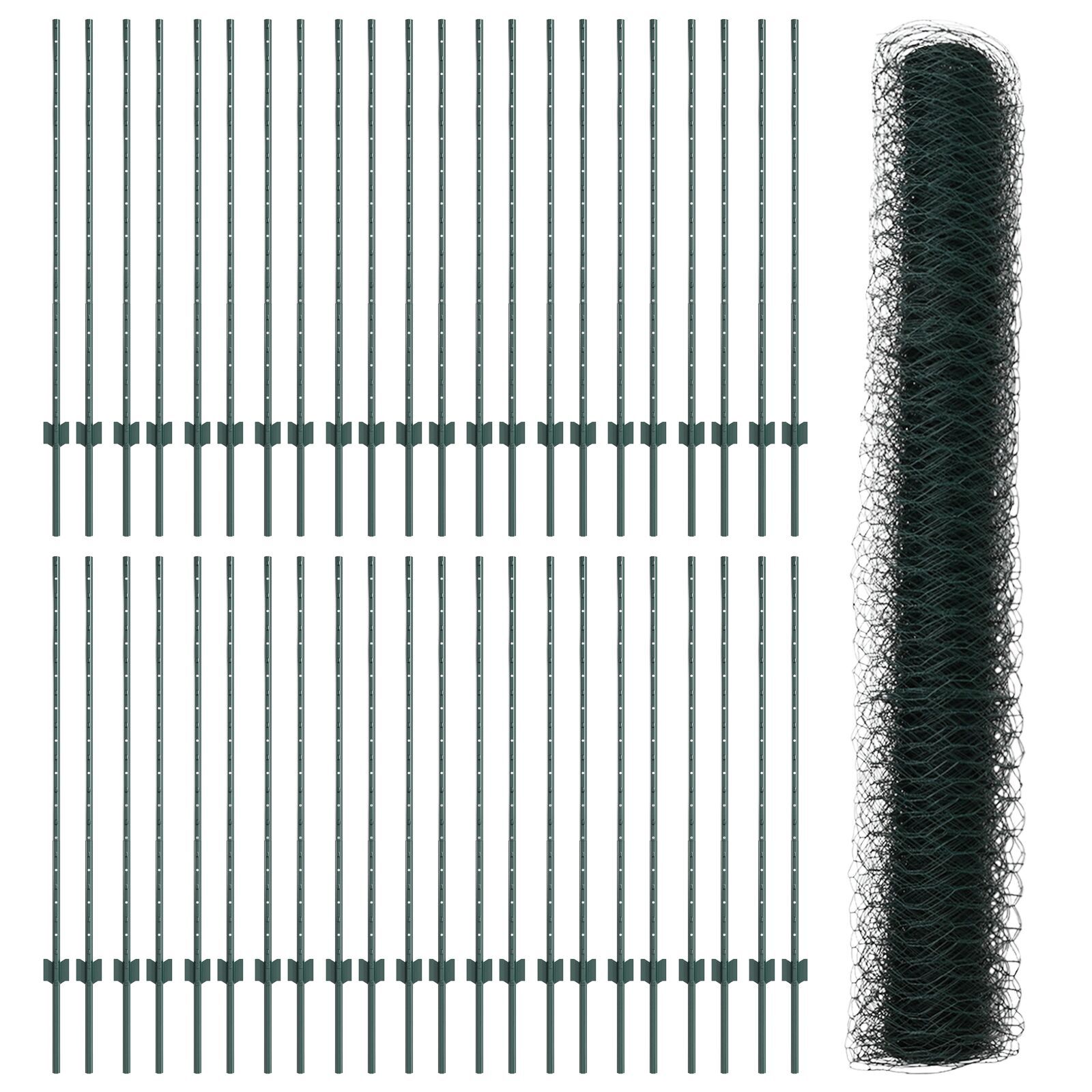 vidaXL Îngrădire cu stâlpi Verde 1.2 x 100 m Oțel vidaXL Îngrădire cu stâlpi Verde 1.2 x 100 m Oțel