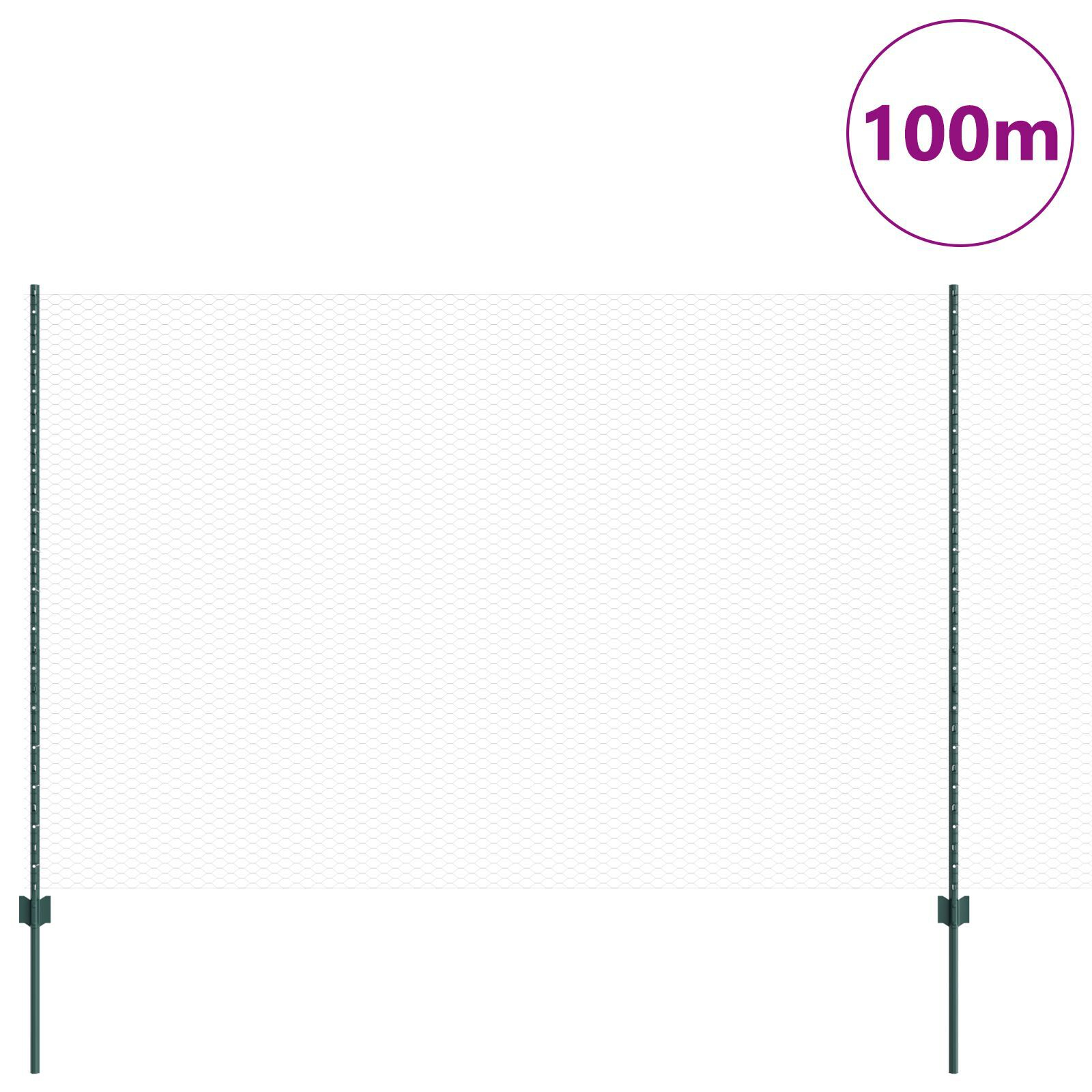 vidaXL Gard cu Stâlp Verde 1,5 x 100 m Oțel și PVC