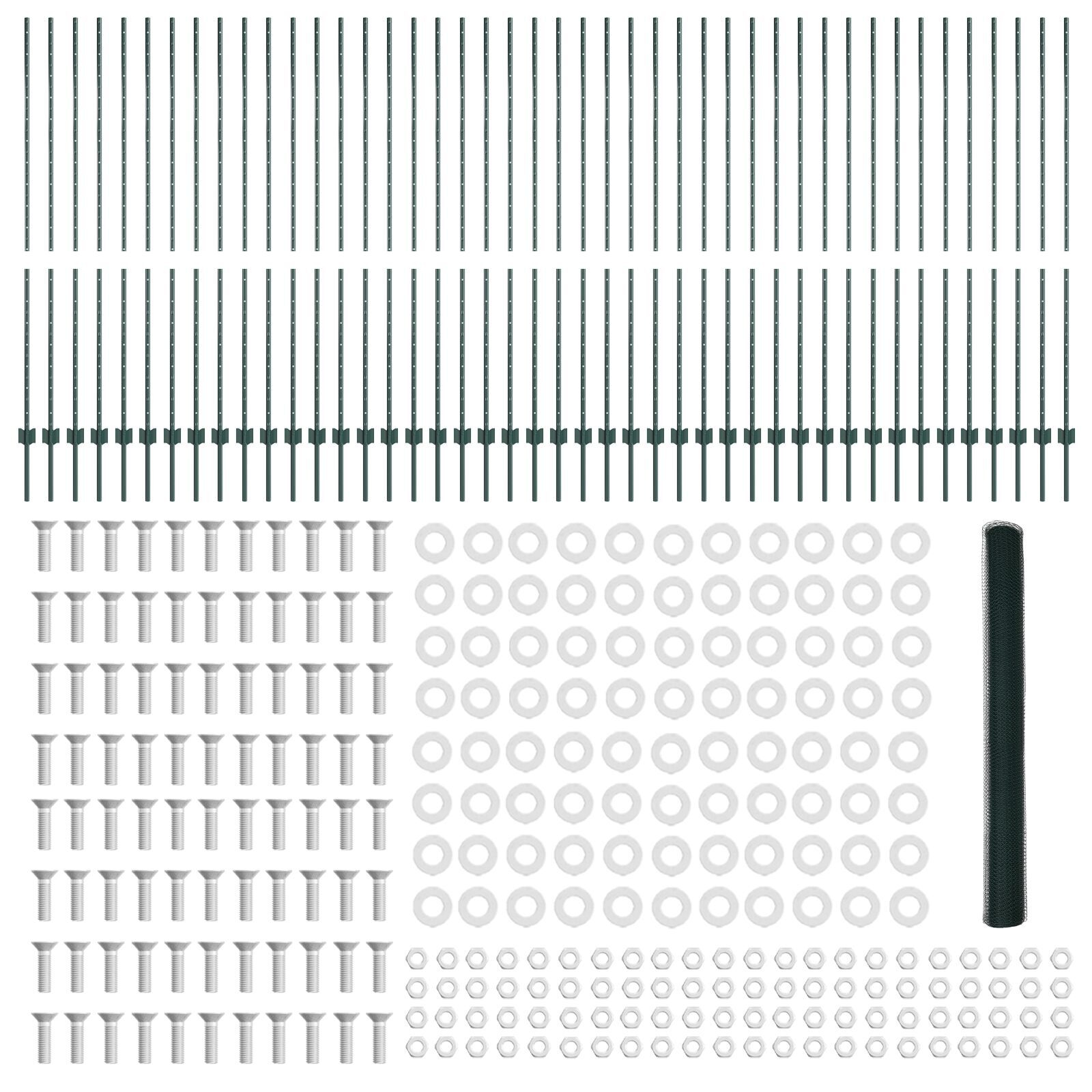 vidaXL Gard cu Stâlp Verde 1,5 x 100 m Oțel și PVC