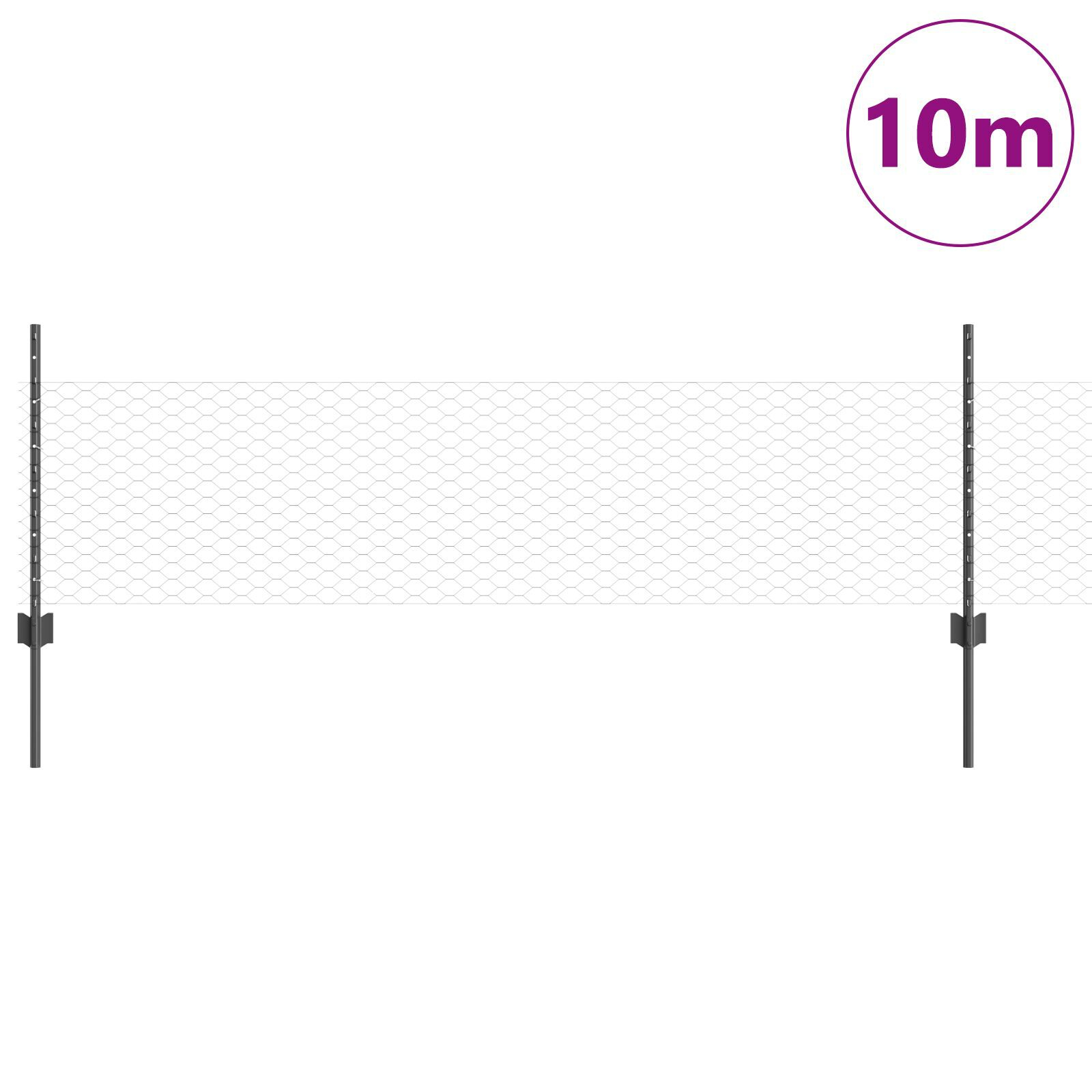 vidaXL Îngrădire cu stâlpi Gri 0.5 x 10 m Oțel