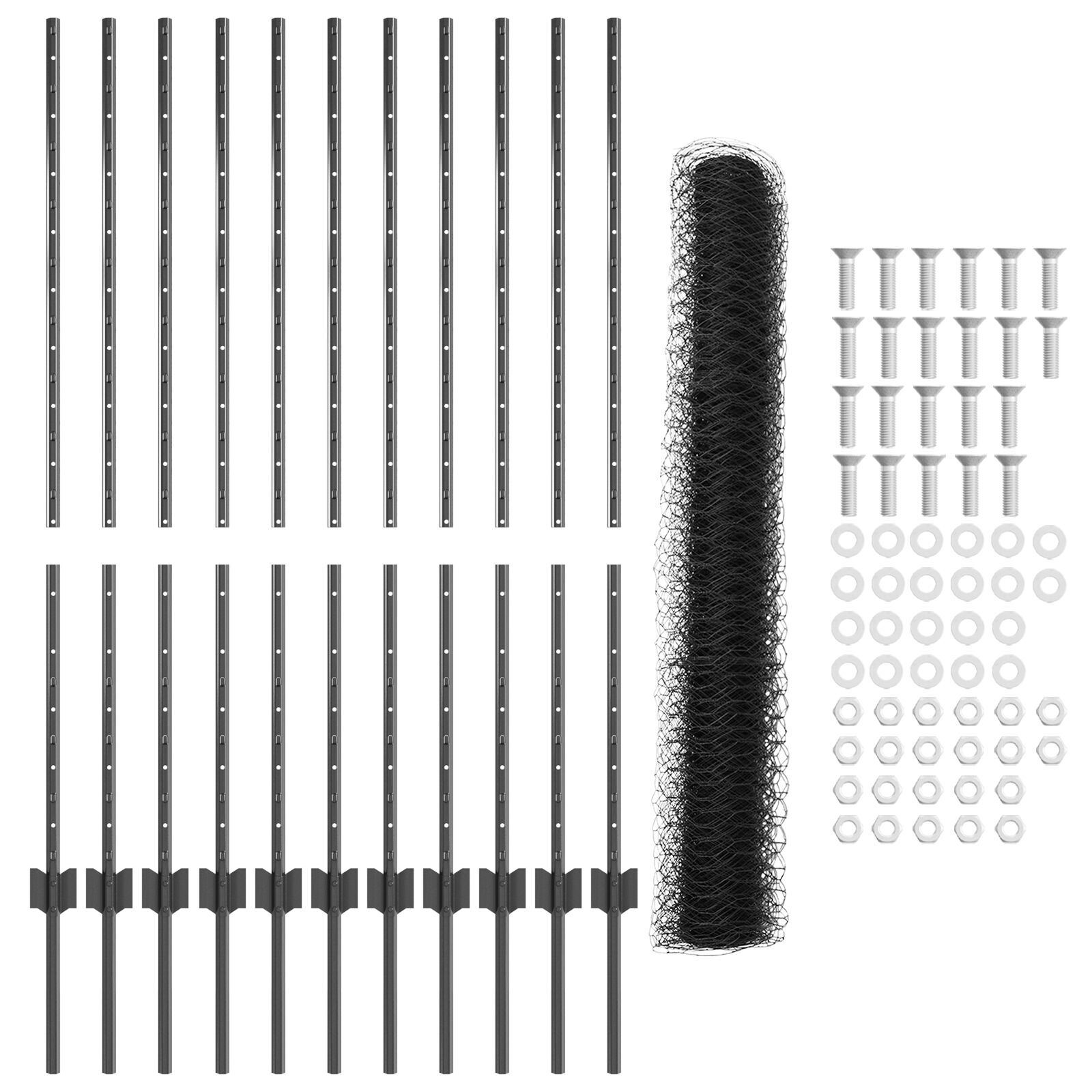 vidaXL Set Împrejmuire Grădină Metalică Set de 2 Gri, Negru Metal