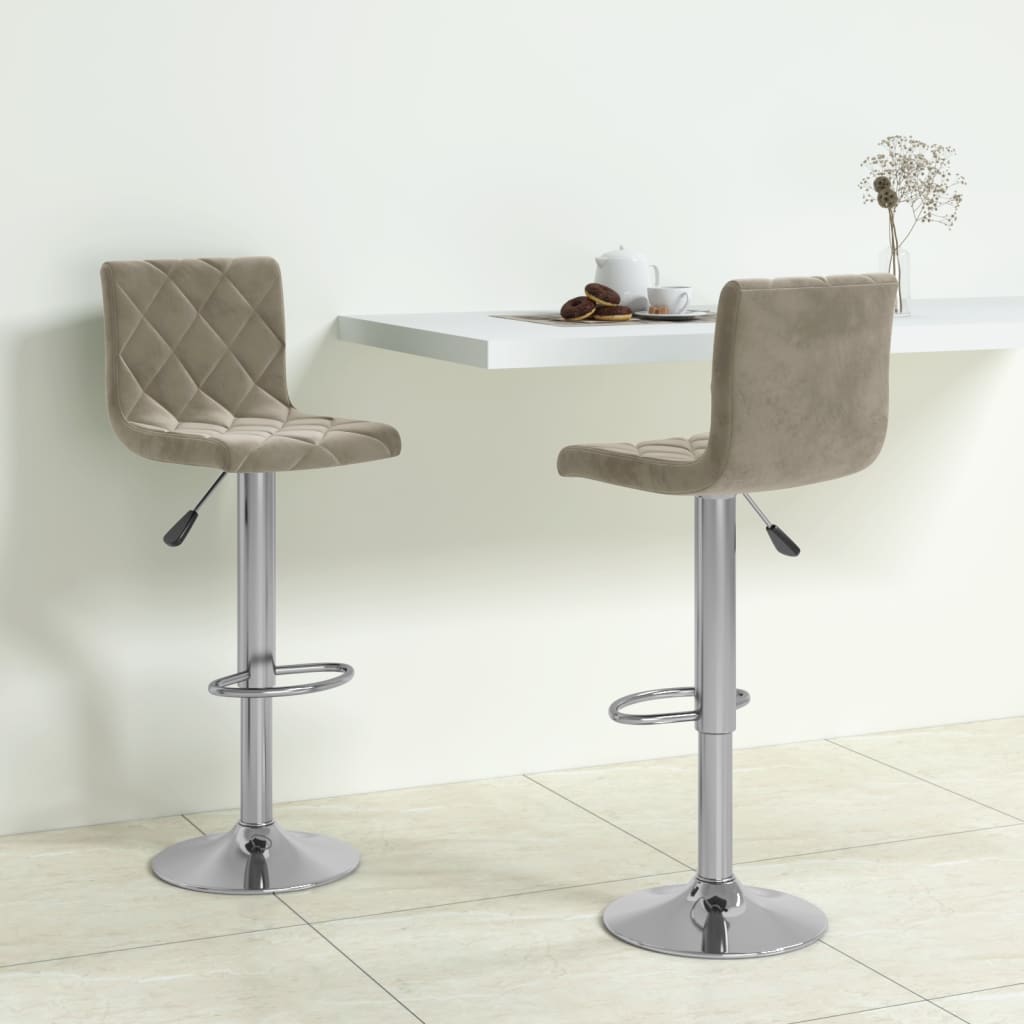 vidaXL Scaune de bar, 2 buc., gri deschis, catifea vidaXL Scaune de bar, 2 buc., gri deschis, catifea
