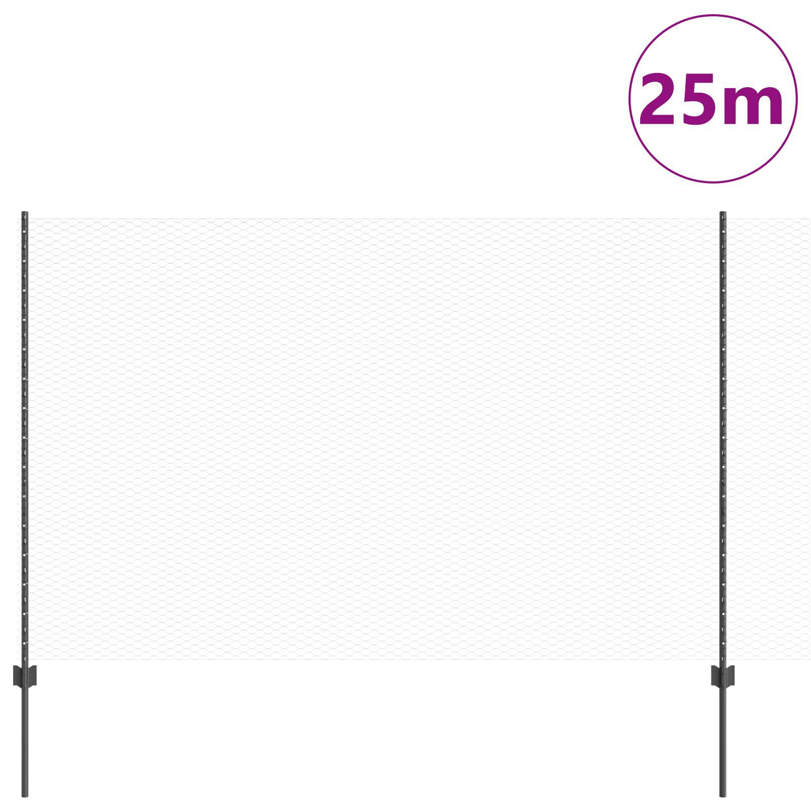 vidaXL Îngrădire cu stâlpi Gri 1.5 x 25 m Oțel