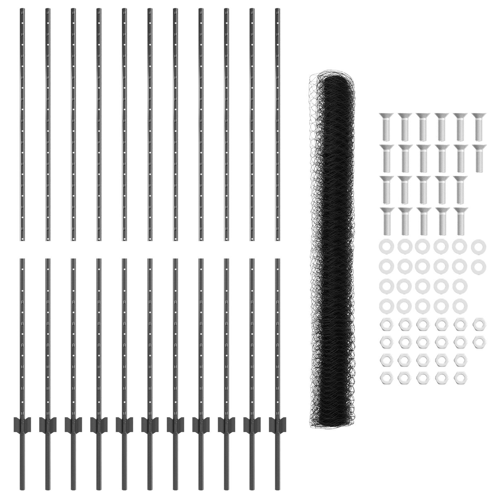 vidaXL Stâlpi de Gard 22 pcs U-Channel Gri 160 cm Oțel