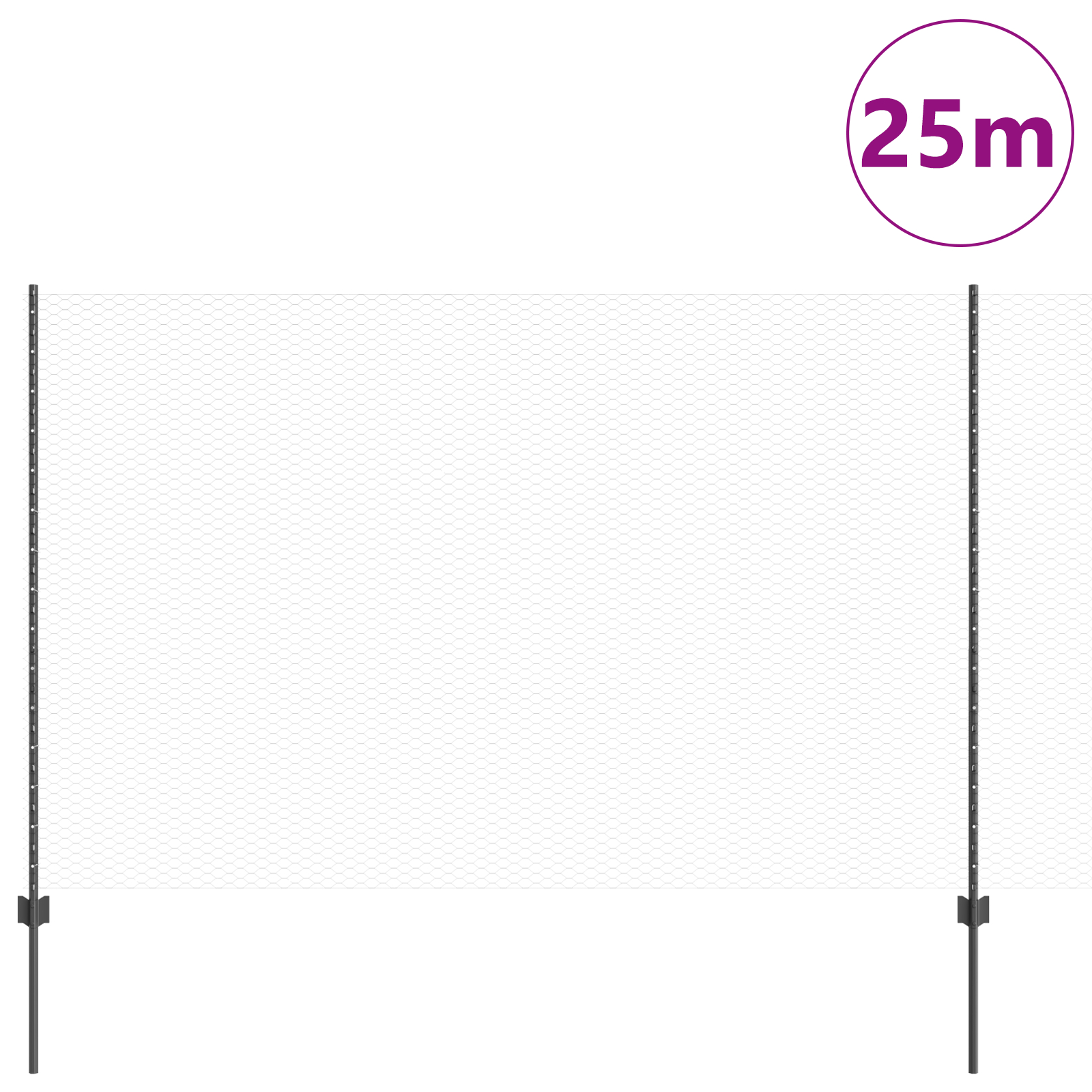 vidaXL Îngrădire cu stâlpi Gri 1.6 x 25 m Oțel