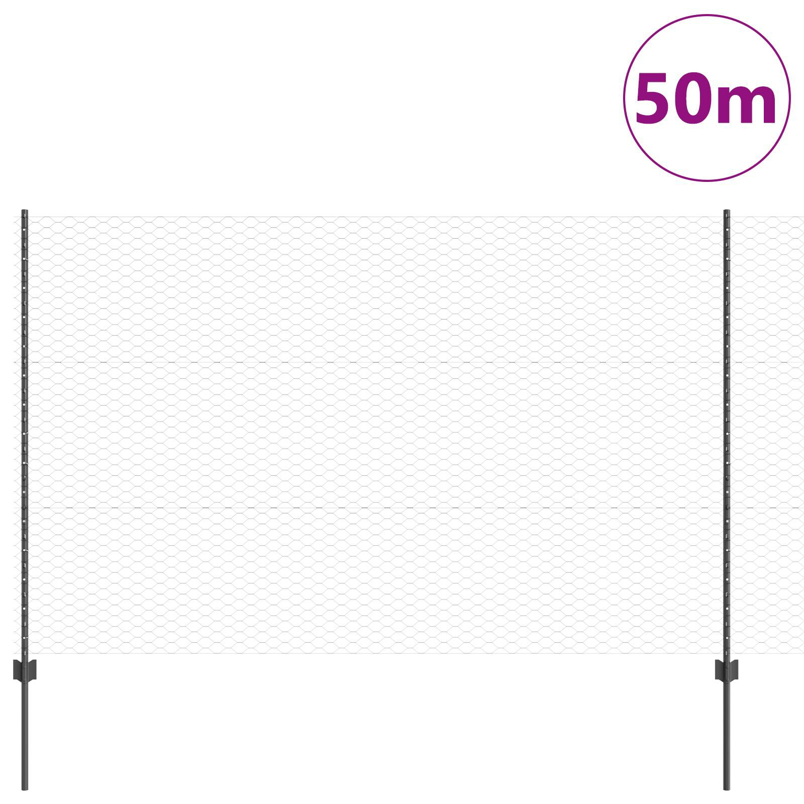 vidaXL Îngrădire cu stâlpi Gri 1.5 x 50 m Oțel