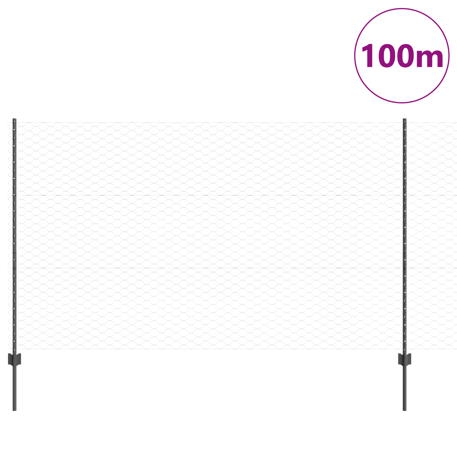 vidaXL Îngrădire cu stâlpi Gri 1.4 x 100 m Oțel vidaXL Îngrădire cu stâlpi Gri 1.4 x 100 m Oțel