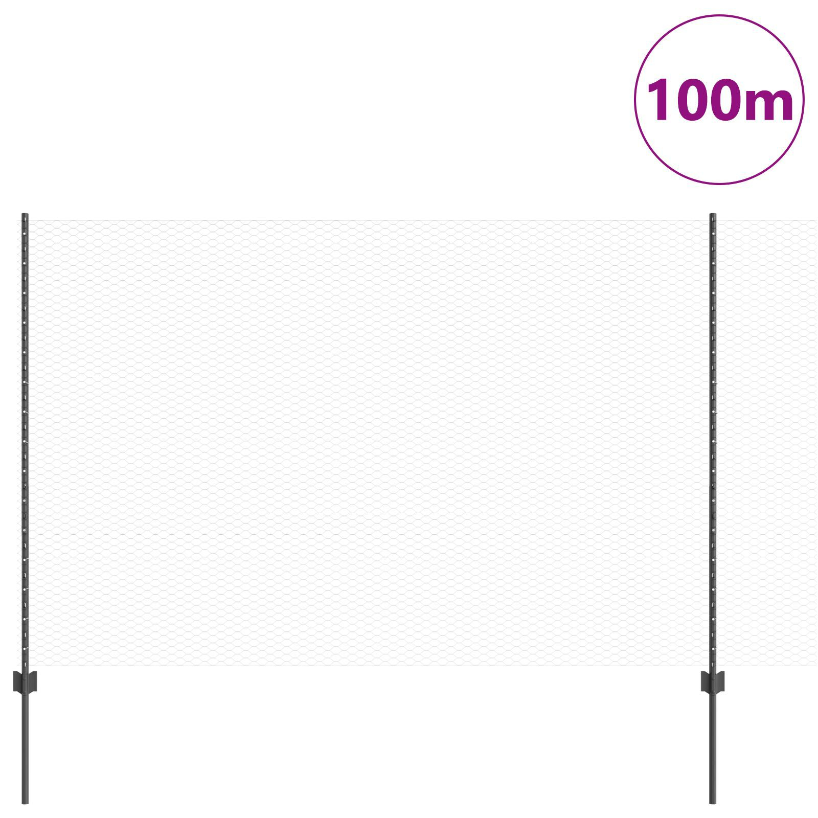 vidaXL Îngrădire cu stâlpi Gri 1.5 x 100 m Oțel vidaXL Îngrădire cu stâlpi Gri 1.5 x 100 m Oțel