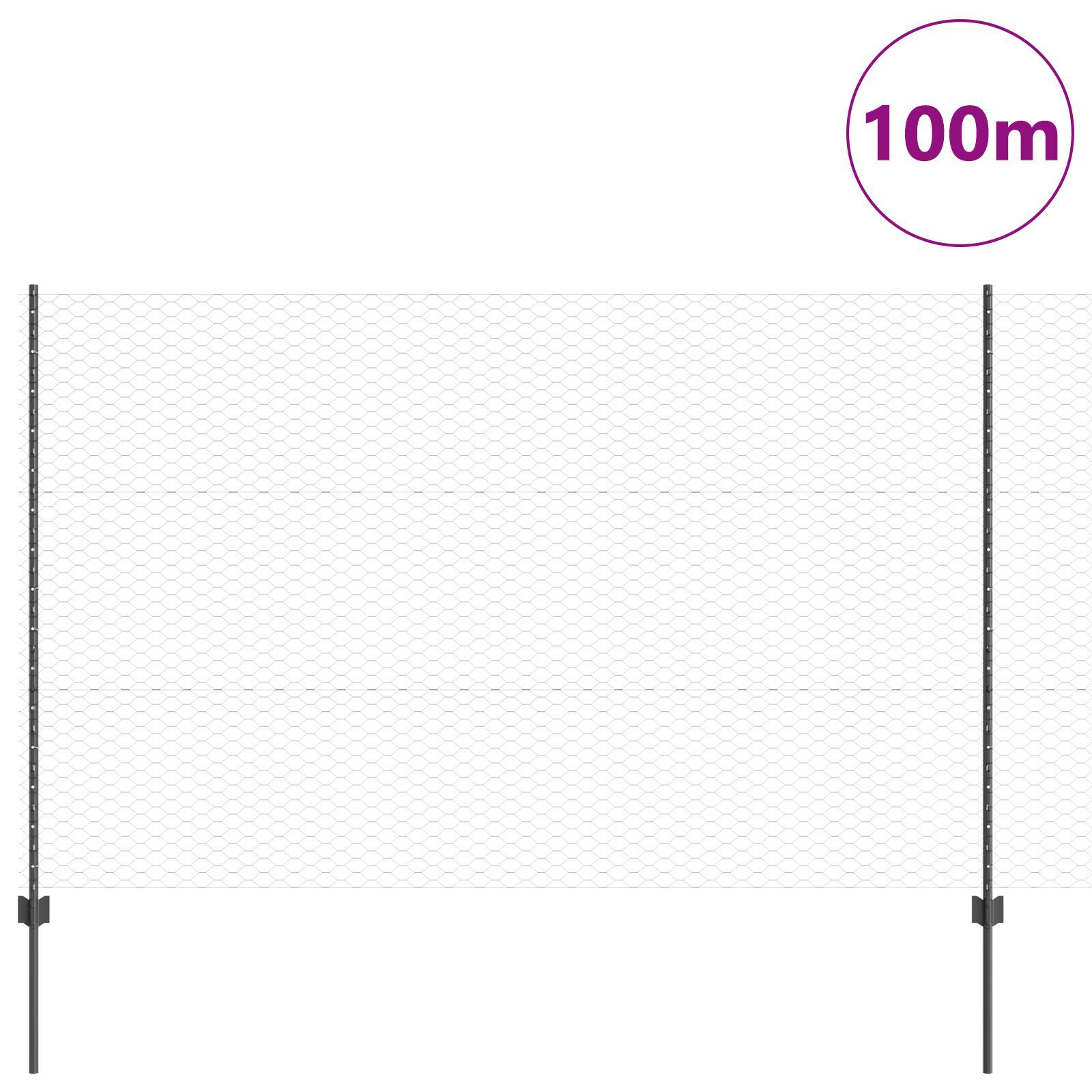 vidaXL Îngrădire cu stâlpi Gri 1.5 x 100 m Oțel