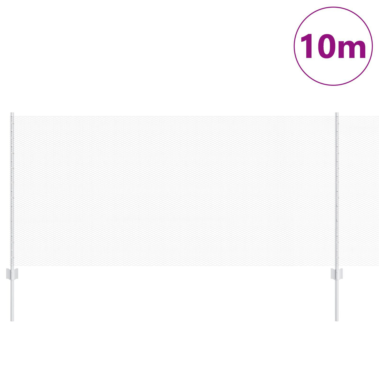 vidaXL Îngrădire cu stâlpi Argintiu 1 x 10 m Oțel