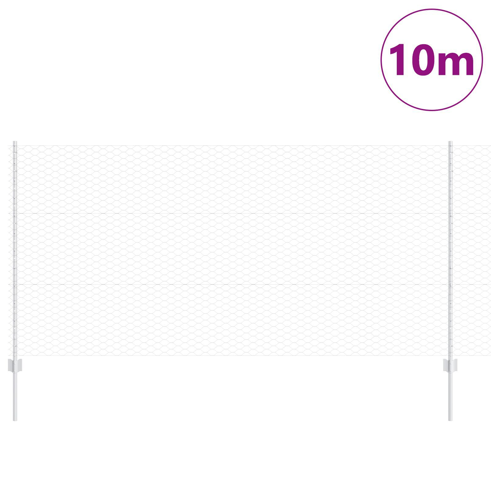 vidaXL Îngrădire cu stâlpi Argintiu 1.2 x 10 m Oțel