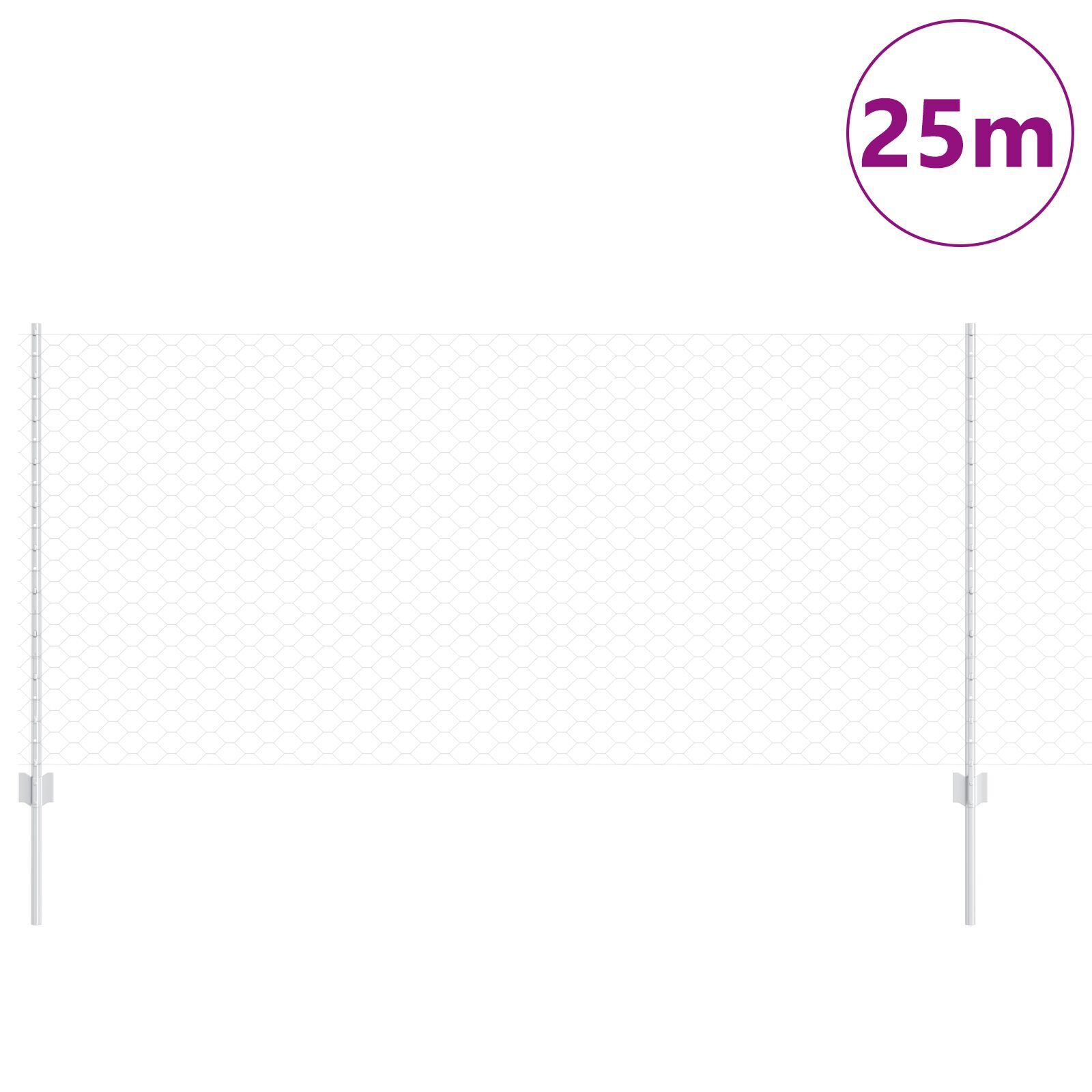 vidaXL Îngrădire cu stâlpi Argintiu 1 x 25 m Oțel