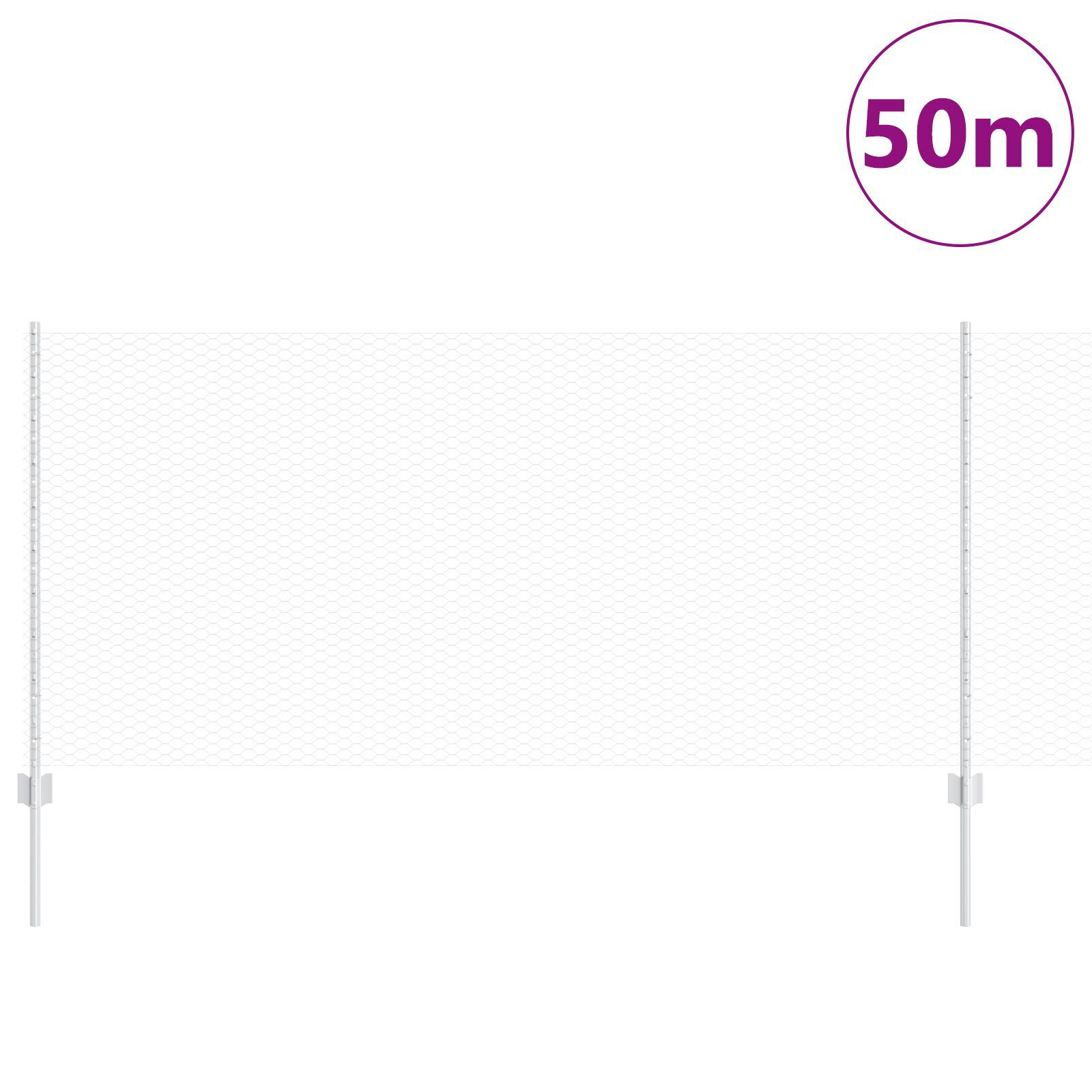 vidaXL Îngrădire cu stâlpi Argintiu 1 x 50 m Oțel