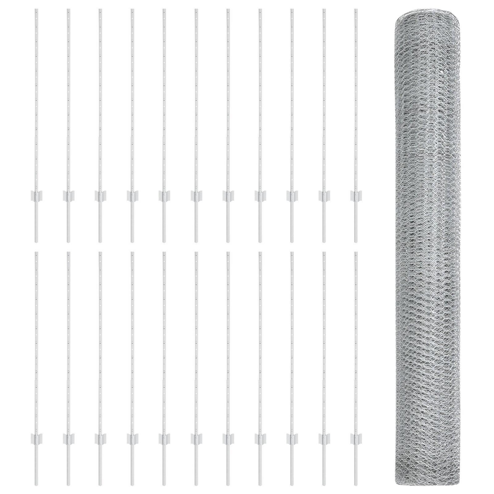 vidaXL Îngrădire cu stâlpi Argintiu 1.2 x 50 m Oțel vidaXL Îngrădire cu stâlpi Argintiu 1.2 x 50 m Oțel