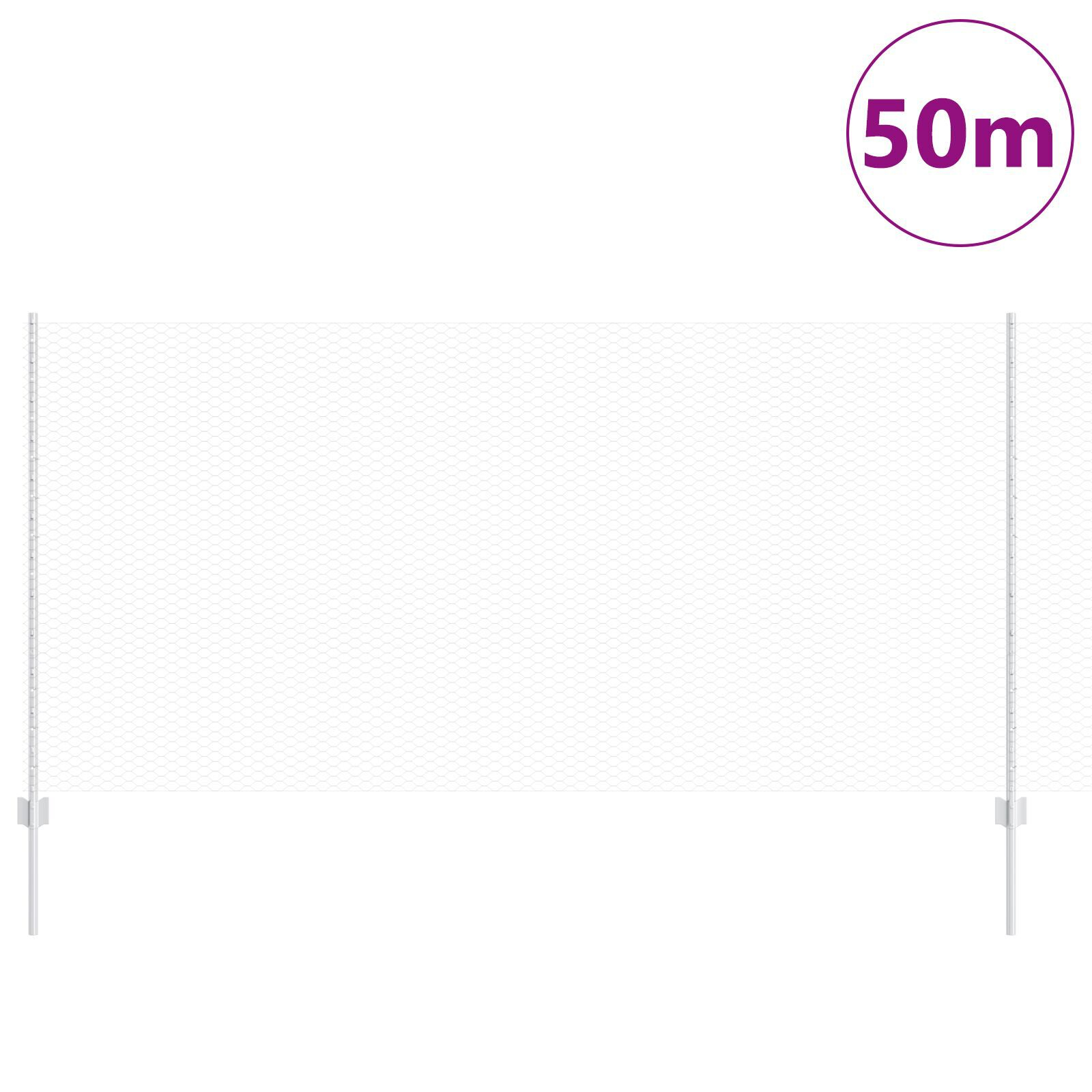 vidaXL Îngrădire cu stâlpi Argintiu 1.2 x 50 m Oțel vidaXL Îngrădire cu stâlpi Argintiu 1.2 x 50 m Oțel