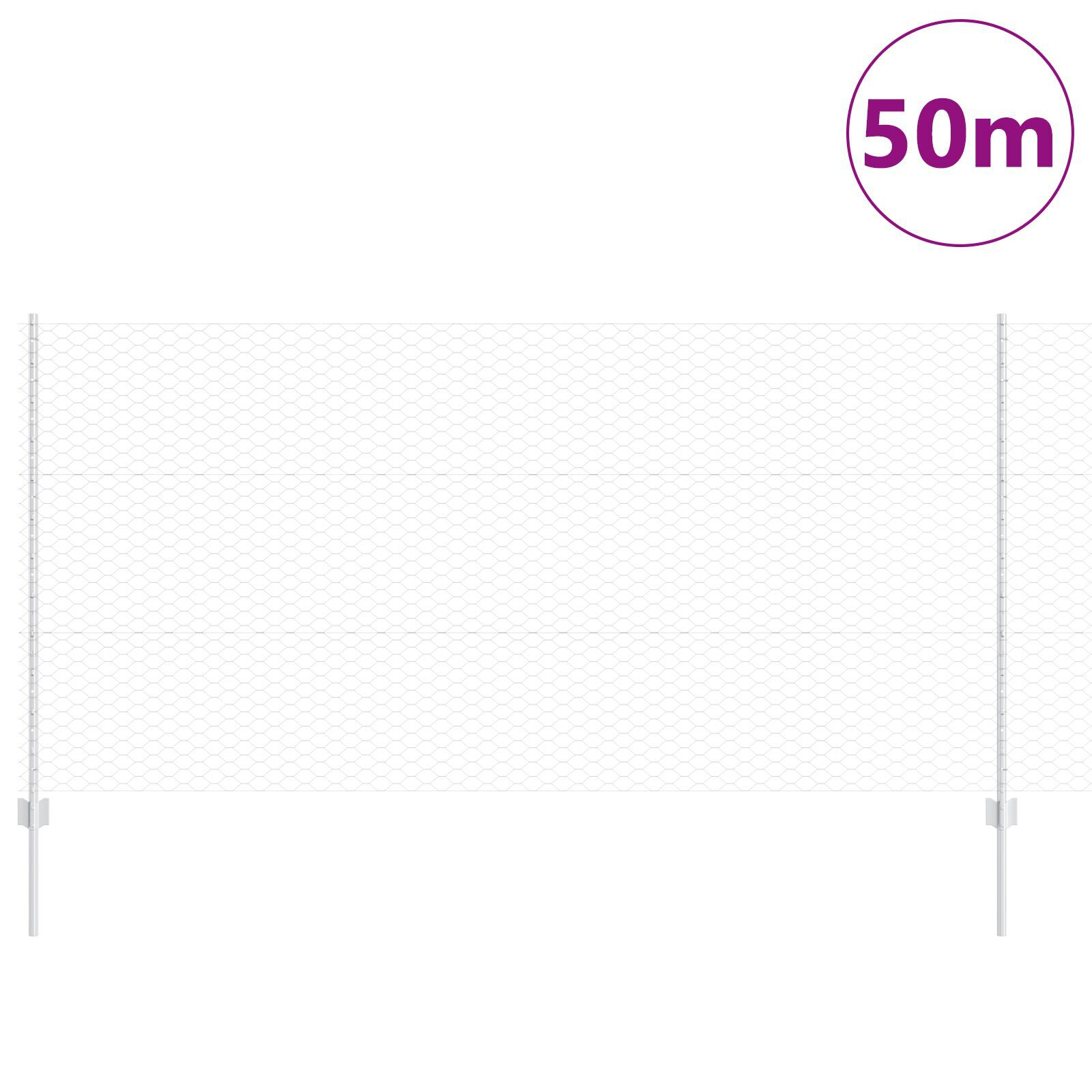 vidaXL Îngrădire cu stâlpi Argintiu 1.2 x 50 m Oțel vidaXL Îngrădire cu stâlpi Argintiu 1.2 x 50 m Oțel