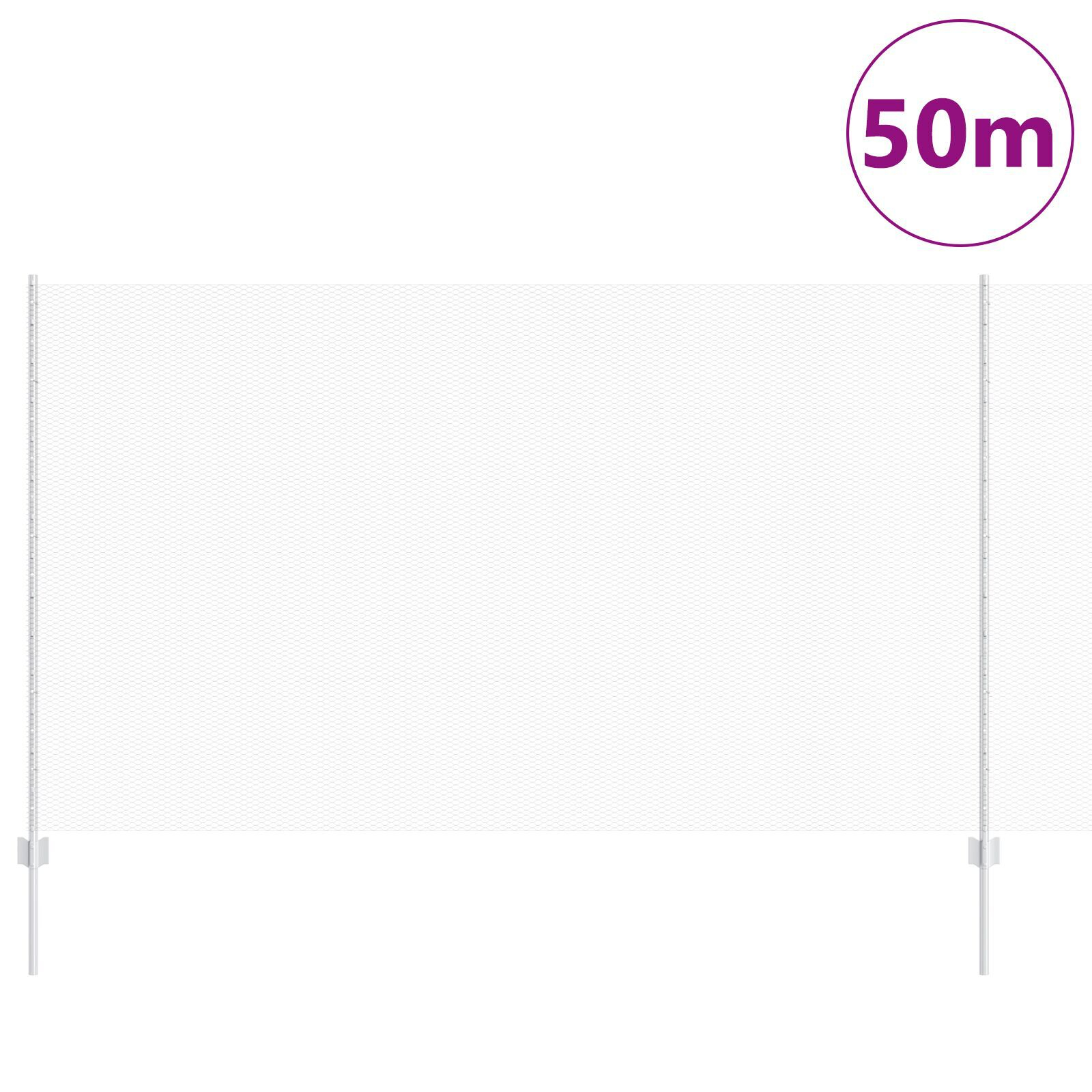 vidaXL Îngrădire cu stâlpi Argintiu 1.4 x 50 m Oțel