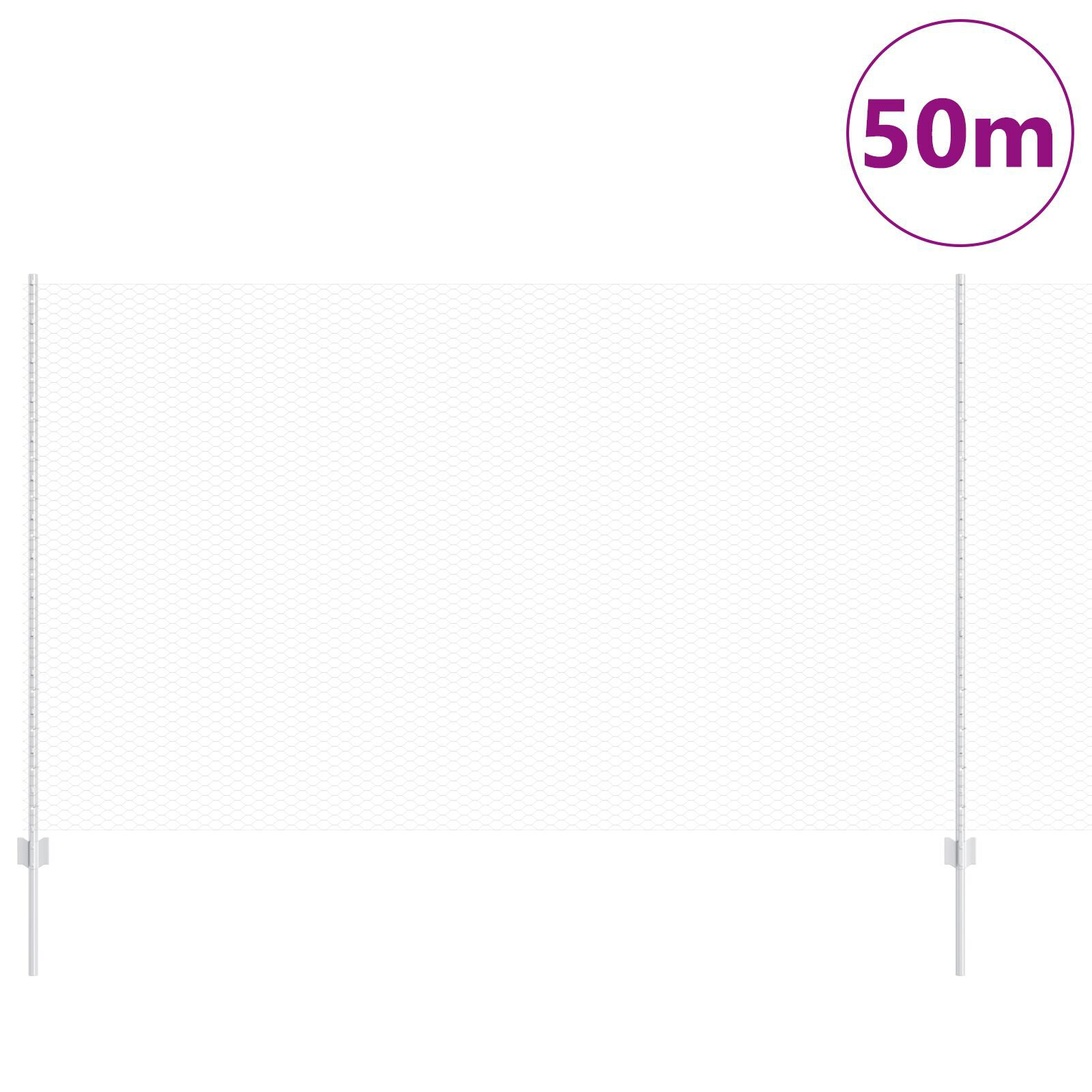 vidaXL Îngrădire cu stâlpi Argintiu 1.4 x 50 m Oțel vidaXL Îngrădire cu stâlpi Argintiu 1.4 x 50 m Oțel