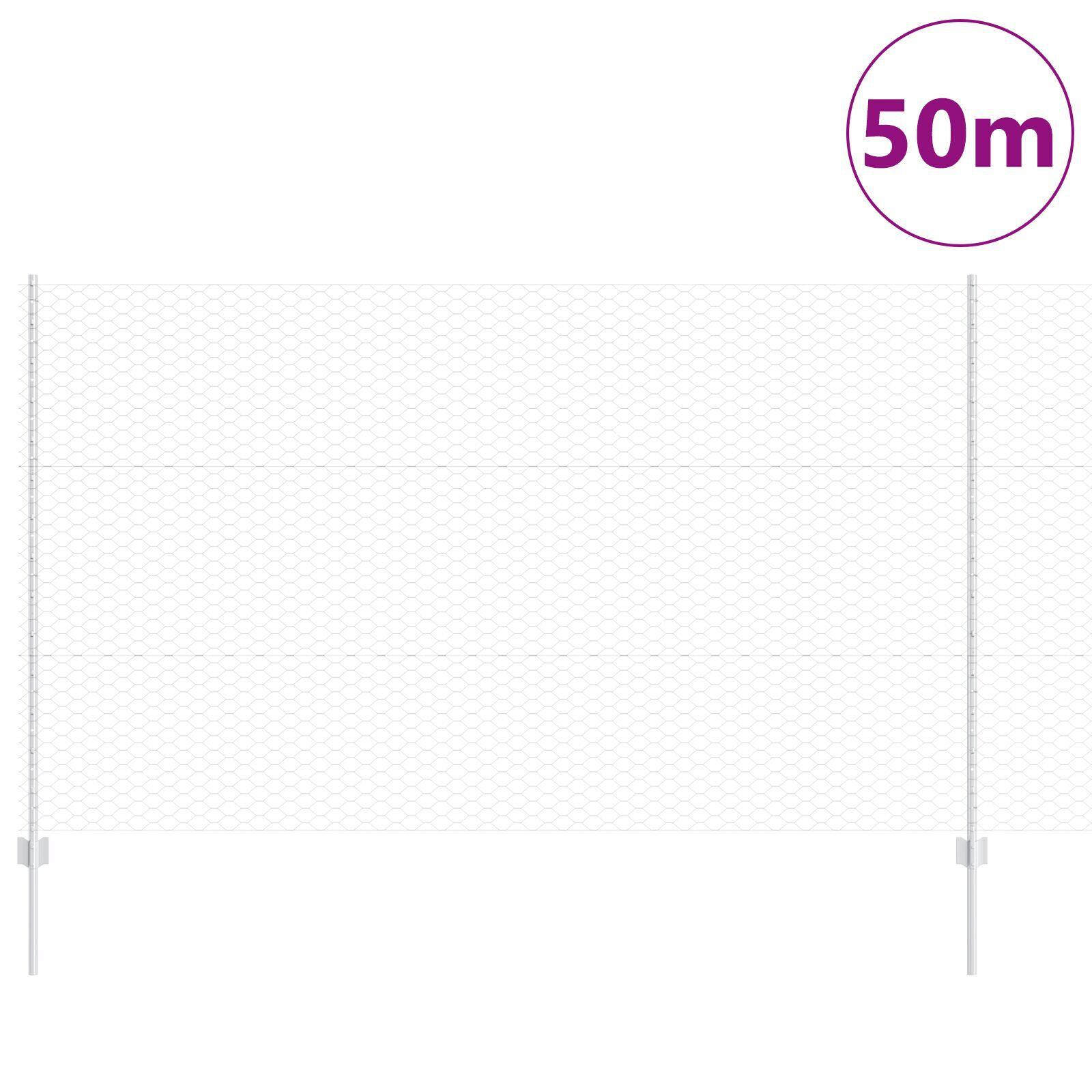 vidaXL Îngrădire cu stâlpi Argintiu 1.4 x 50 m Oțel