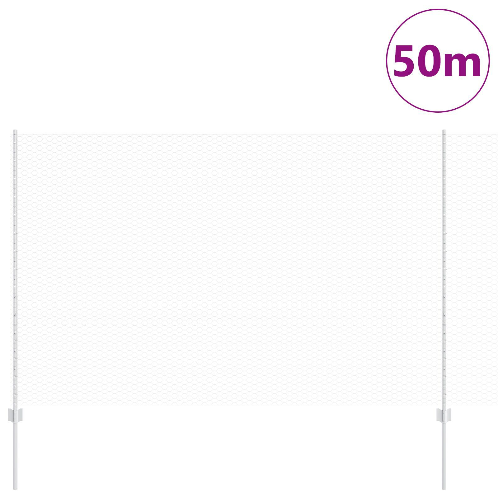 vidaXL Îngrădire cu stâlpi Argintiu 1.6 x 50 m Oțel vidaXL Îngrădire cu stâlpi Argintiu 1.6 x 50 m Oțel
