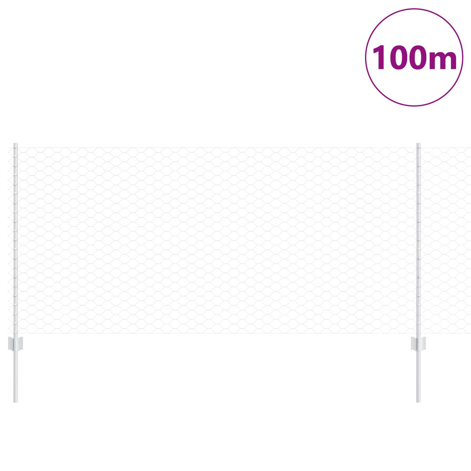 vidaXL Îngrădire cu stâlpi Argintiu 1 x 100 m Oțel vidaXL Îngrădire cu stâlpi Argintiu 1 x 100 m Oțel