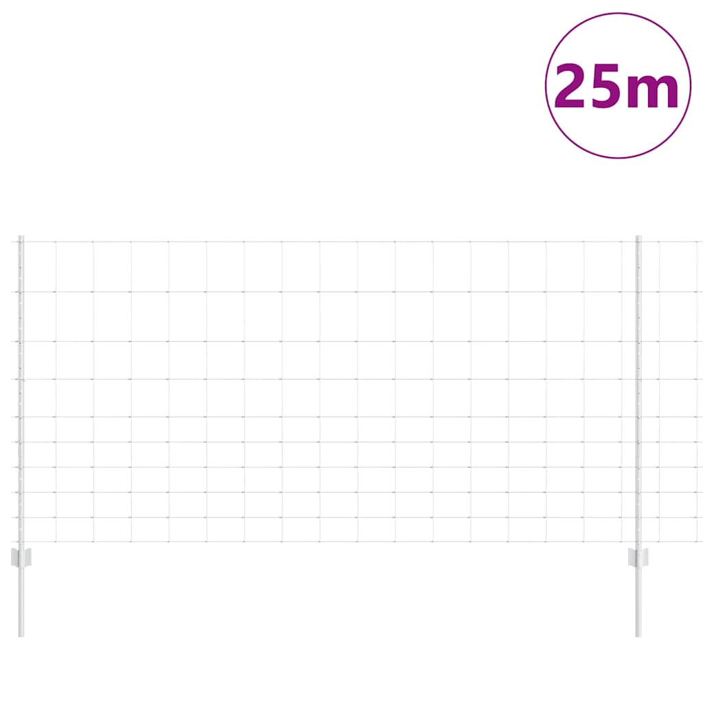 vidaXL Gard cu Stâlp Argintiu 1,2 x 25 m Oțel
