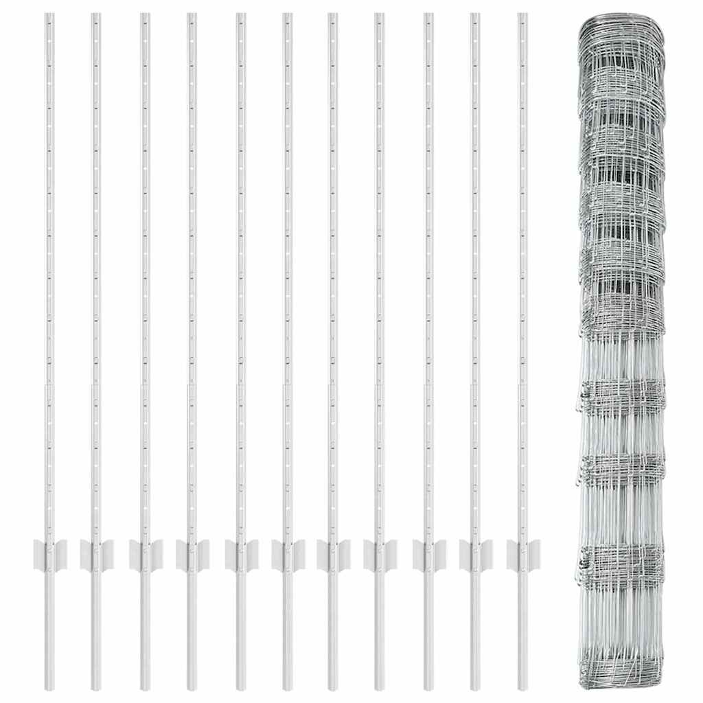 vidaXL Gard cu Stâlp Argintiu 1,2 x 25 m Oțel