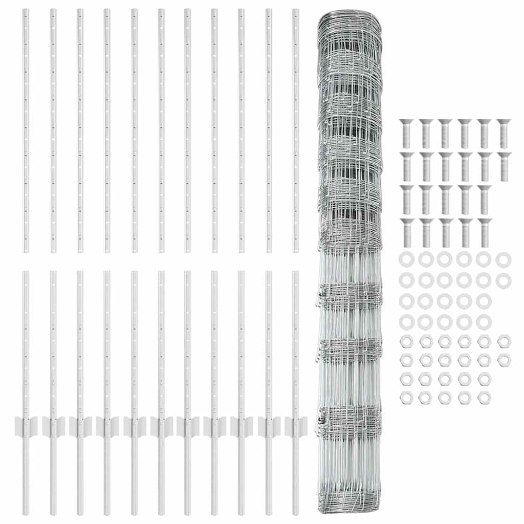 vidaXL Gard cu Stâlp Argintiu 1,2 x 25 m Oțel