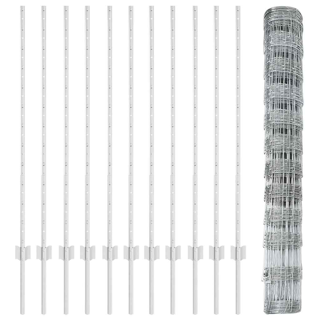 vidaXL Gard cu Stâlp Argintiu 1,2 x 25 m Oțel